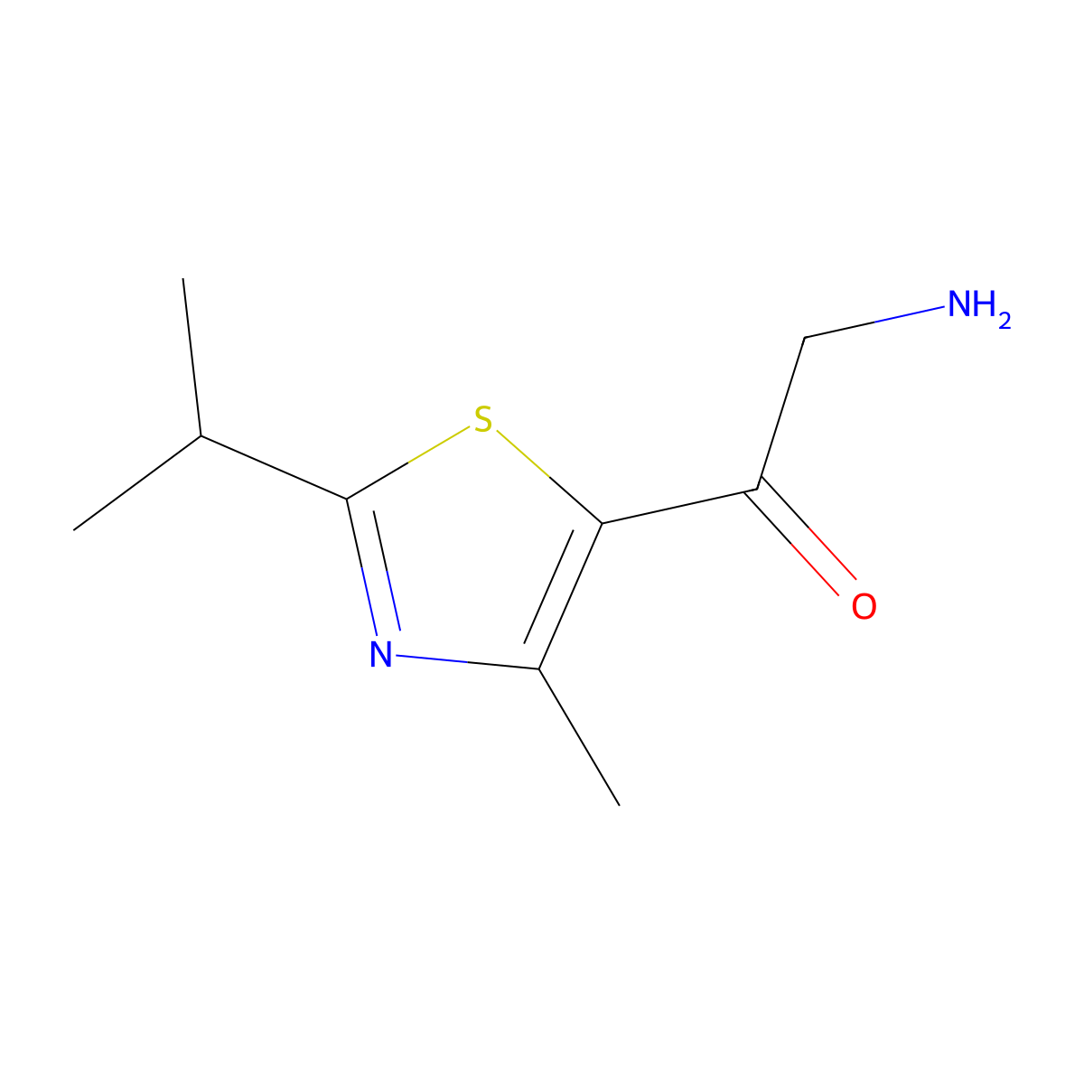 2-Amino-1-[4-methyl-2-(propan-2-yl)-1,3-thiazol-5-yl]ethan-1-one molecular structure, CAS 1427011-26-4