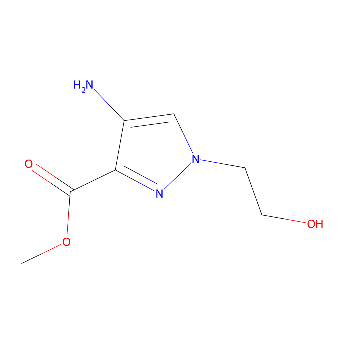 Methyl 4-amino-1-(2-hydroxyethyl)-1H-pyrazole-3-carboxylate molecular structure, CAS 1427012-01-8