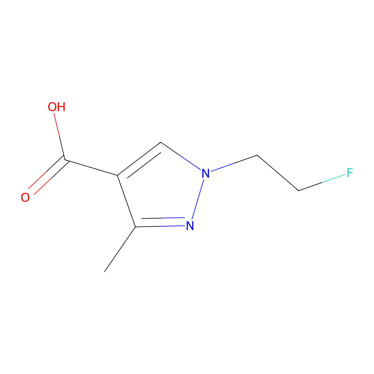 1-(2-fluoroethyl)-3-methyl-1H-pyrazole-4-carboxylic acid molecular structure, CAS 1427012-08-5
