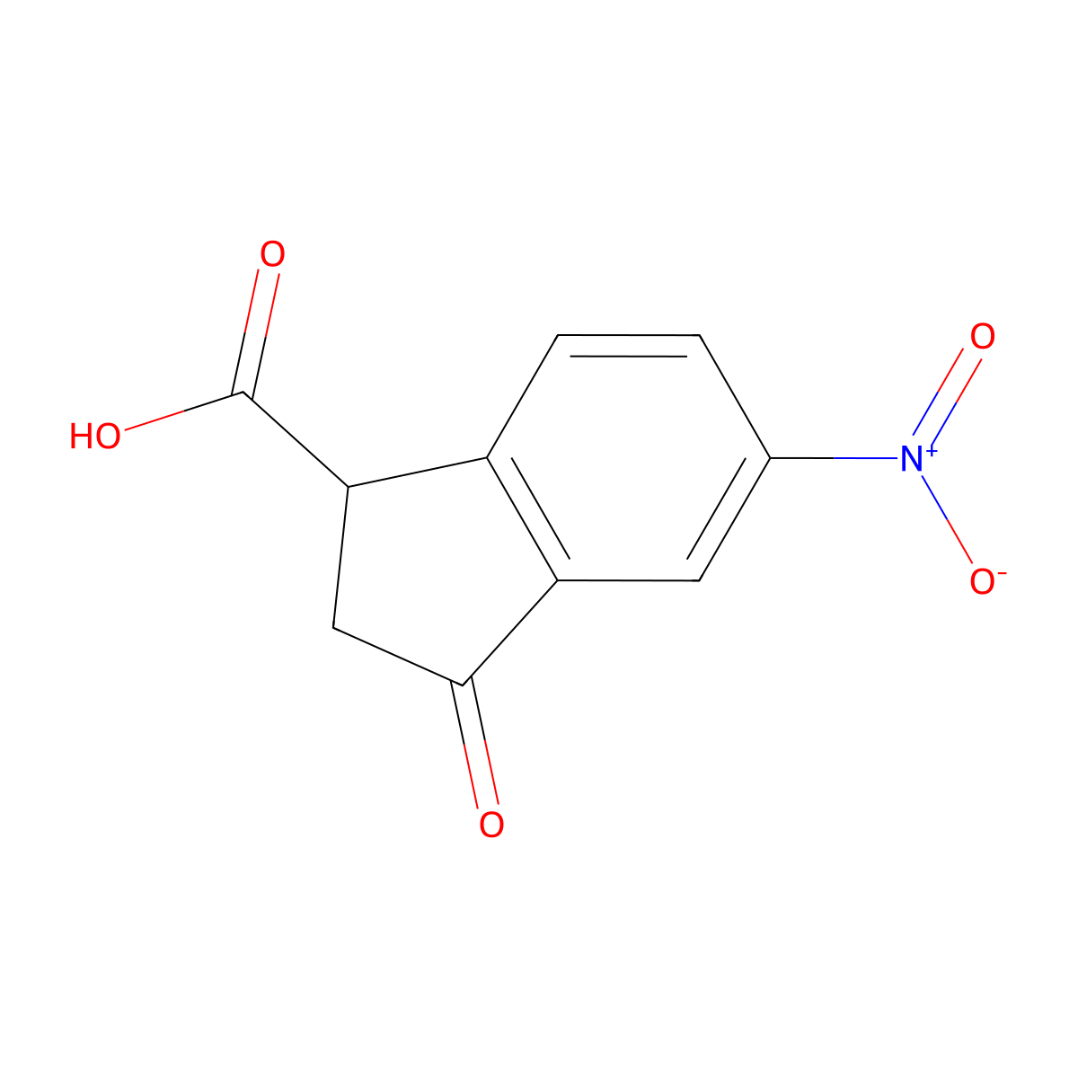 5-Nitro-3-oxo-2,3-dihydro-1H-indene-1-carboxylic acid molecular structure, CAS 1427012-30-3