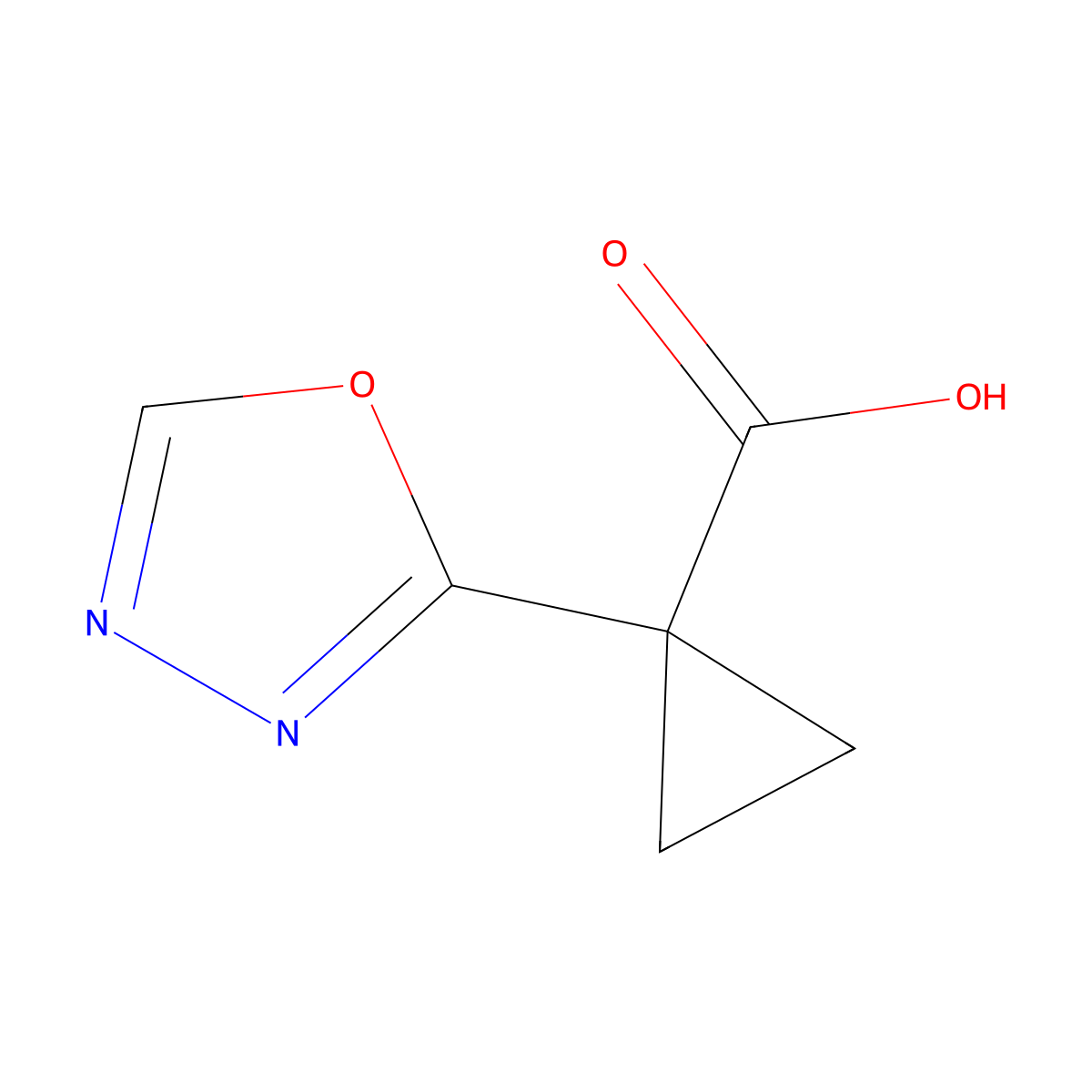 1-(1,3,4-Oxadiazol-2-yl)cyclopropanecarboxylic acid molecular structure, CAS 1427012-35-8