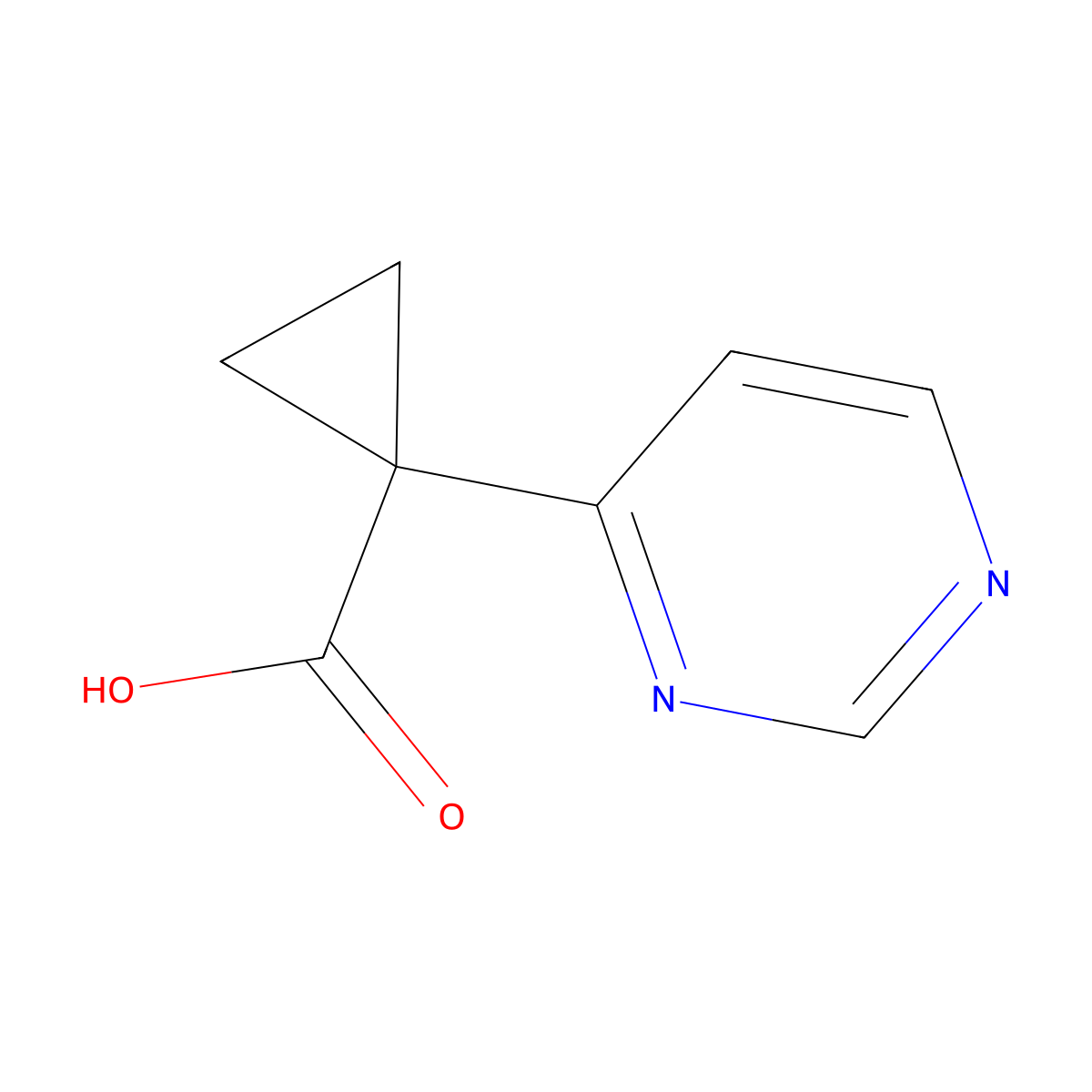 1-(Pyrimidin-4-yl)cyclopropanecarboxylic acid molecular structure, CAS 1427013-17-9