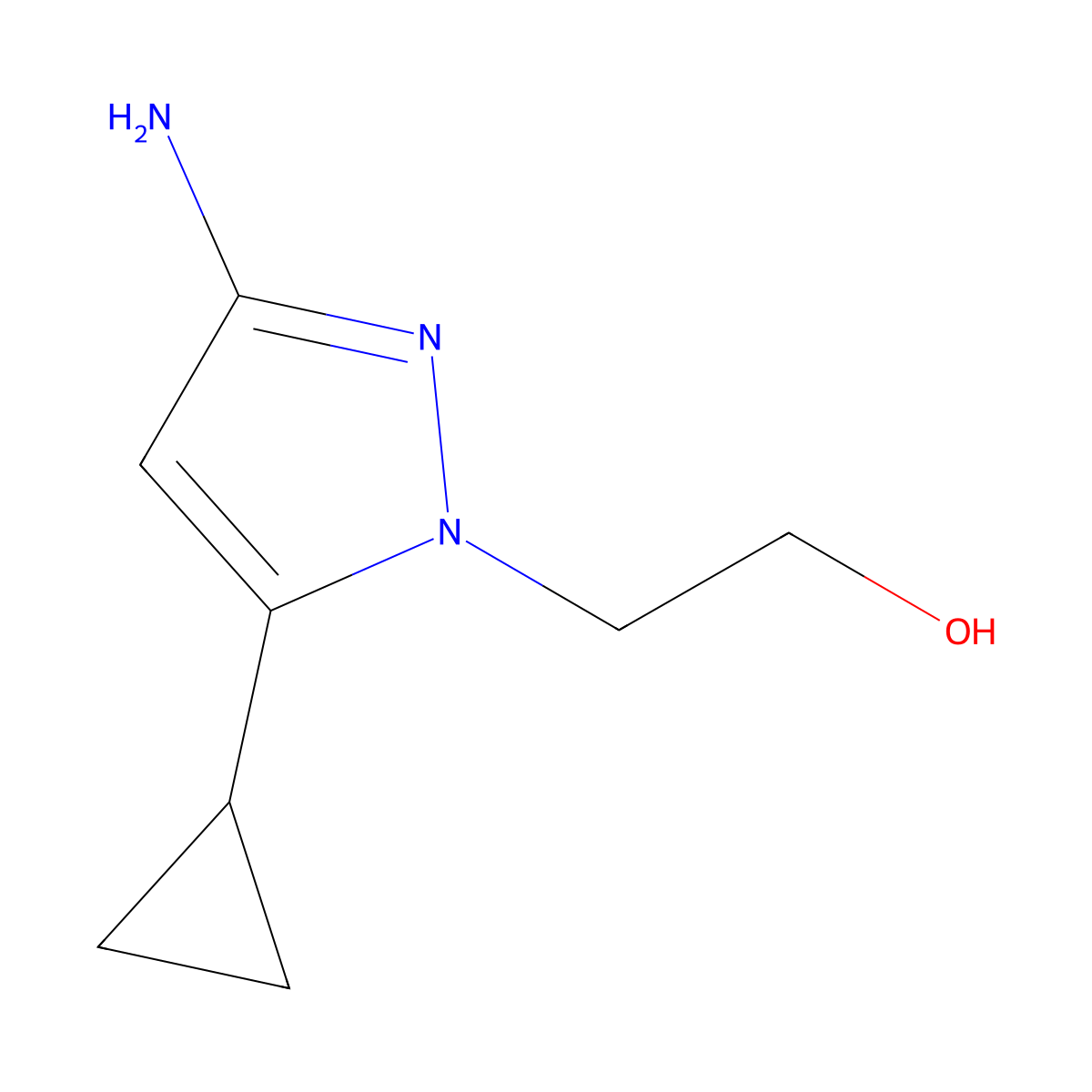 2-(3-Amino-5-cyclopropyl-1H-pyrazol-1-yl)ethanol molecular structure, CAS 1427013-47-5