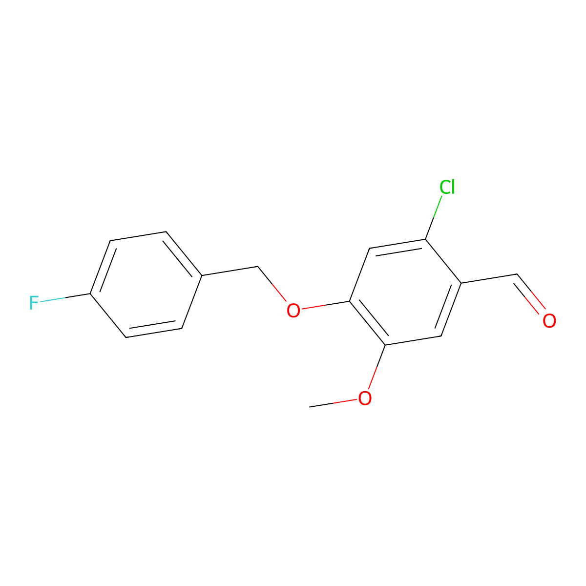 2-Chloro-4-((4-fluorobenzyl)oxy)-5-methoxybenzaldehyde molecular structure, CAS 1427014-00-3