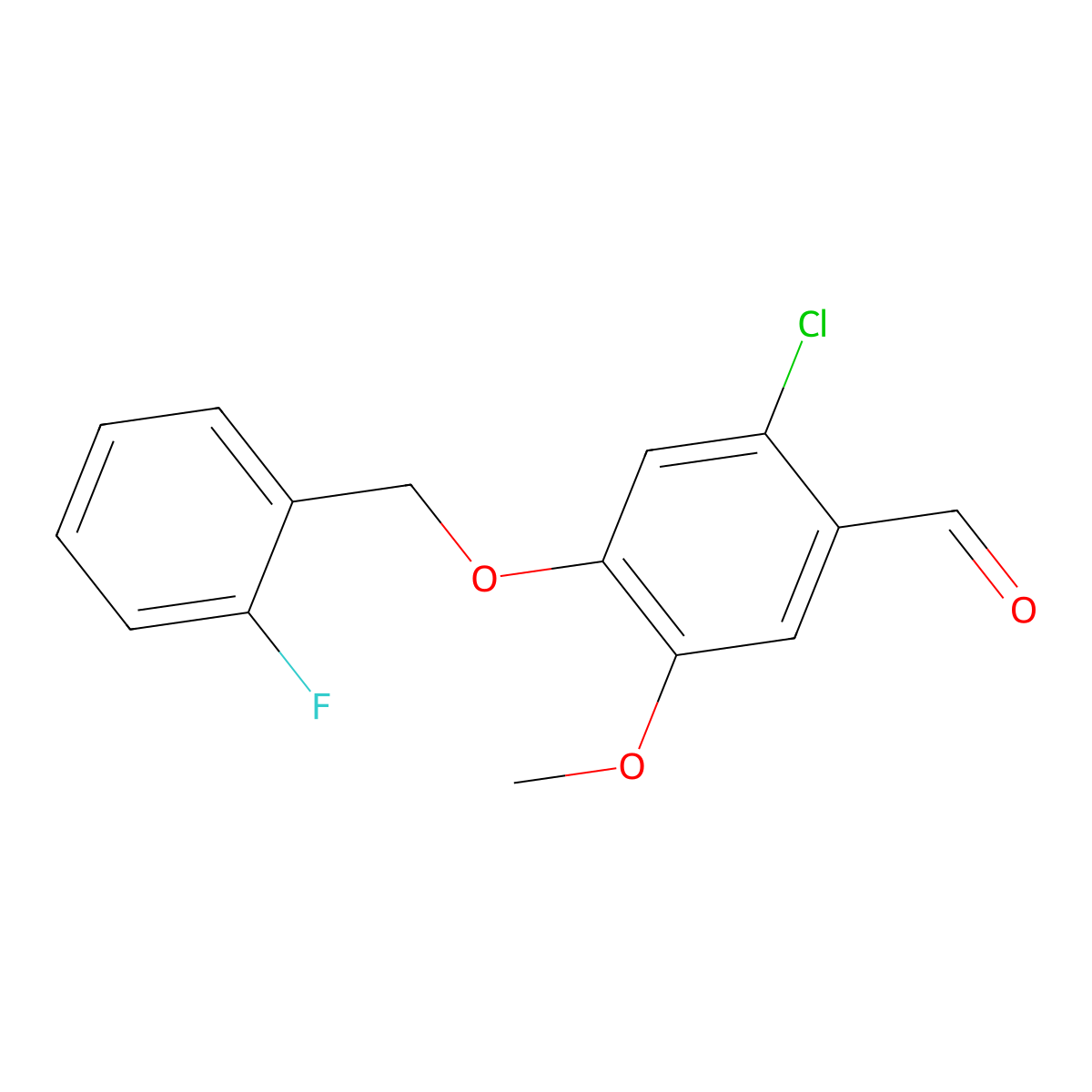 2-Chloro-4-((2-fluorobenzyl)oxy)-5-methoxybenzaldehyde molecular structure, CAS 1427014-30-9