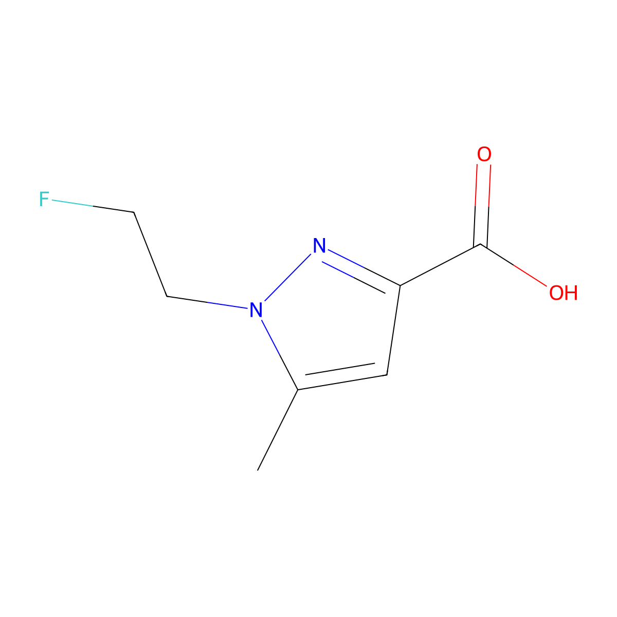 1-(2-Fluoroethyl)-5-methyl-1H-pyrazole-3-carboxylic acid molecular structure, CAS 1427014-31-0