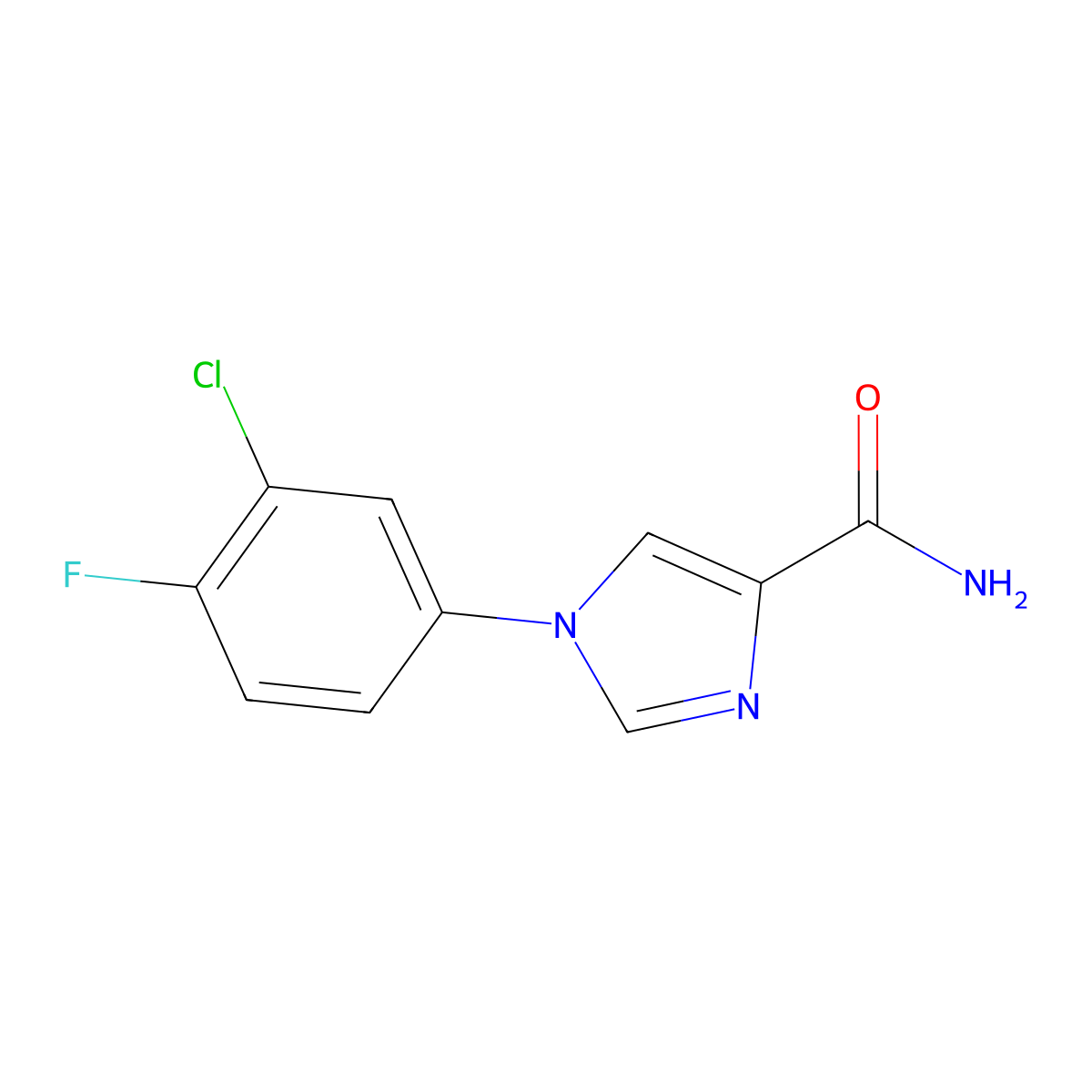 1-(3-Chloro-4-fluorophenyl)-1H-imidazole-4-carboxamide molecular structure, CAS 1427014-72-9