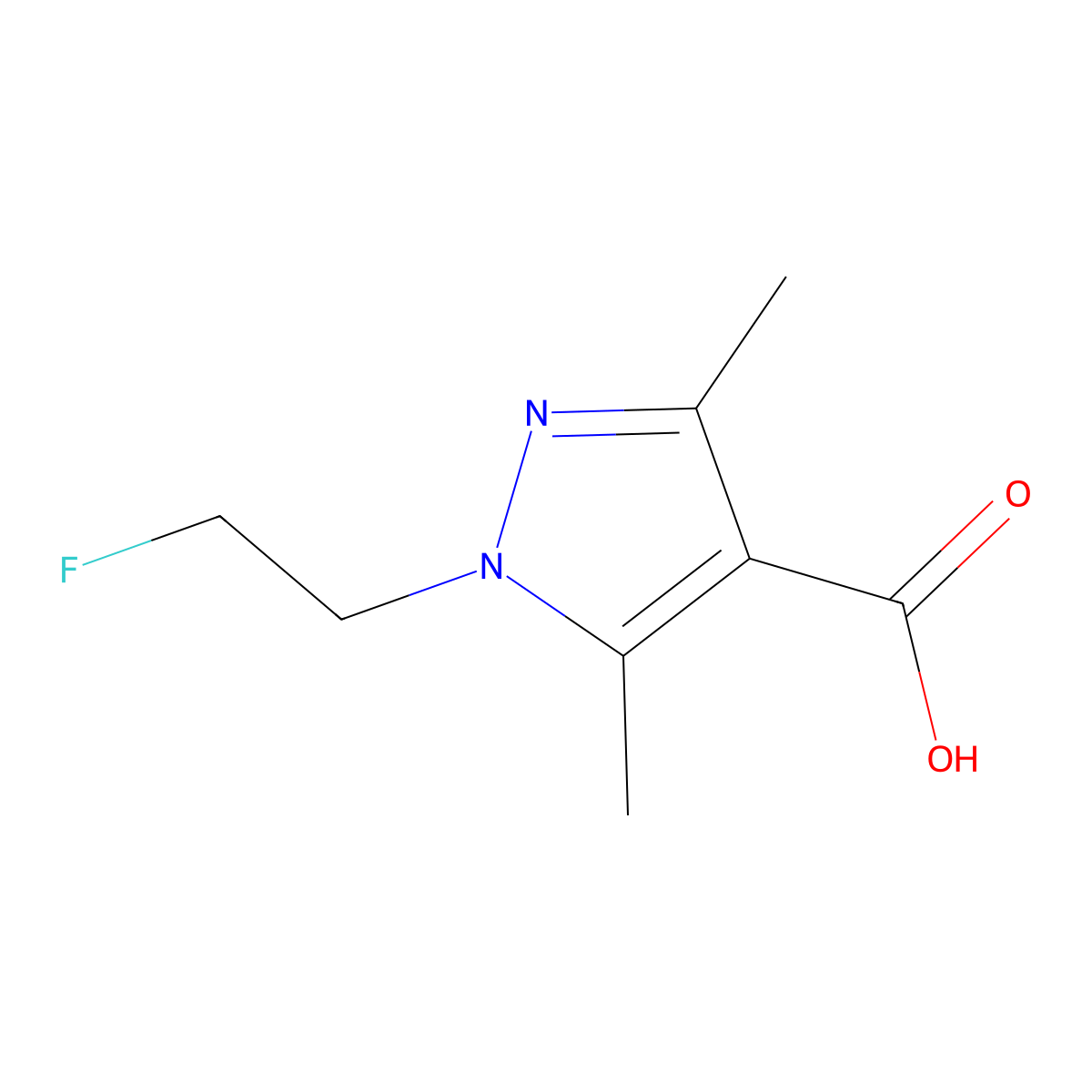 1-(2-Fluoroethyl)-3,5-dimethyl-1H-pyrazole-4-carboxylic acid molecular structure, CAS 1427015-15-3