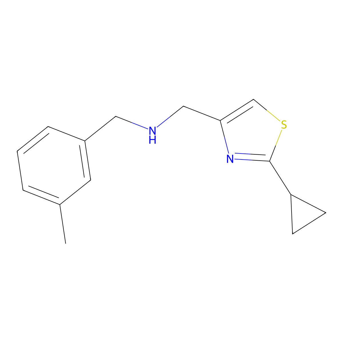 1-(2-Cyclopropylthiazol-4-yl)-N-(3-methylbenzyl)methanamine molecular structure, CAS 1427015-19-7