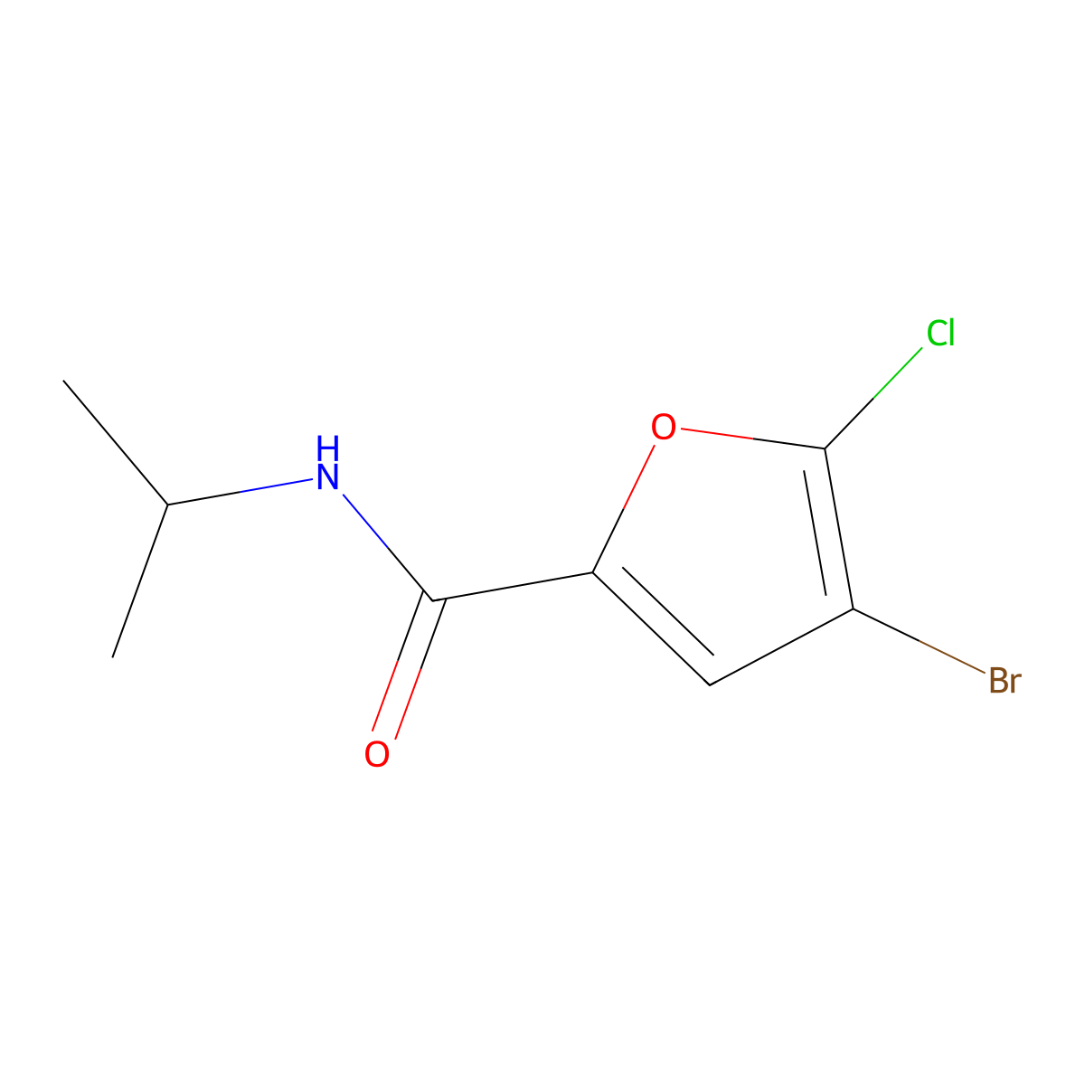 4-Bromo-5-chloro-N-isopropylfuran-2-carboxamide molecular structure, CAS 1427015-29-9