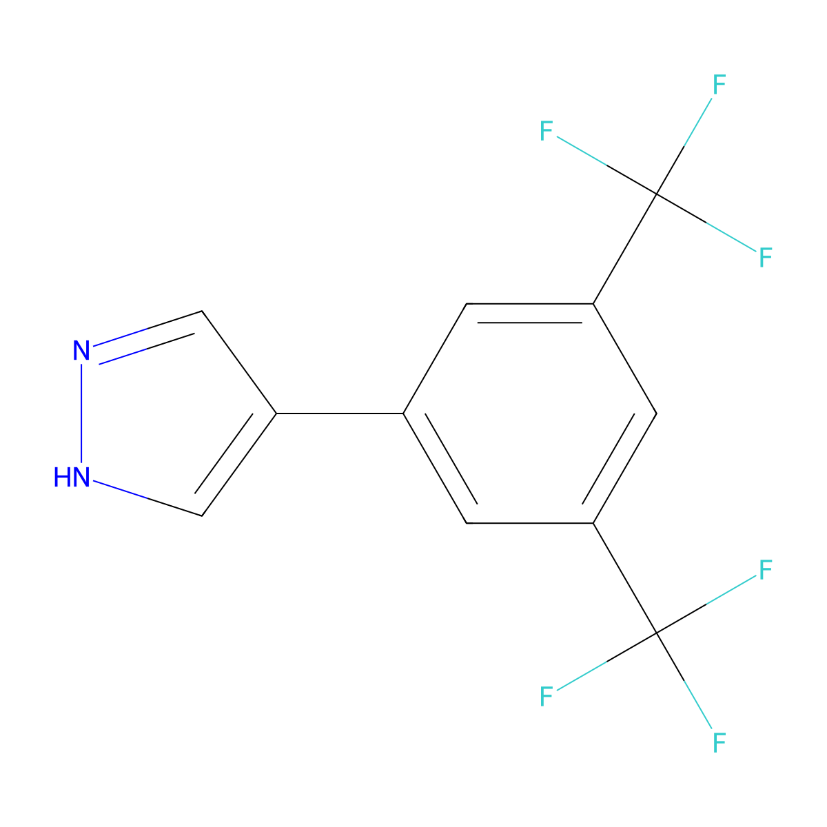 4-[3,5-bis(trifluoromethyl)phenyl]-1H-pyrazole molecular structure, CAS 1427018-34-5