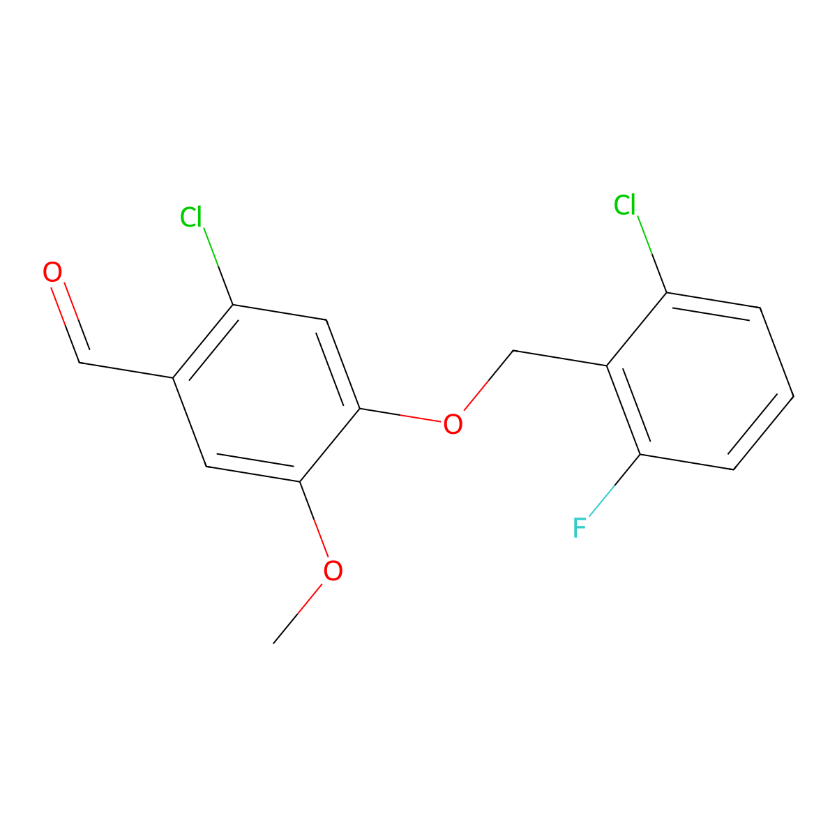 2-Chloro-4-((2-chloro-6-fluorobenzyl)oxy)-5-methoxybenzaldehyde molecular structure, CAS 1427019-79-1