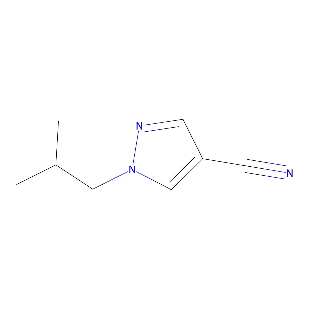 1-Isobutyl-1H-pyrazole-4-carbonitrile molecular structure, CAS 1427020-20-9