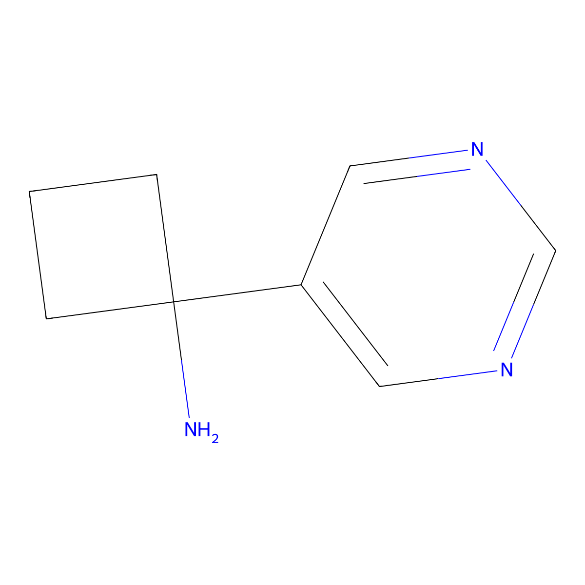 1-(Pyrimidin-5-yl)cyclobutan-1-amine molecular structure, CAS 1427020-24-3