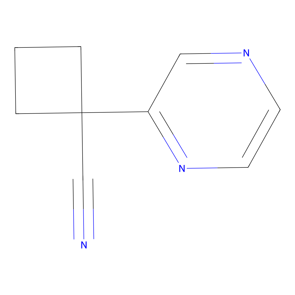 1-(Pyrazin-2-yl)cyclobutane-1-carbonitrile molecular structure, CAS 1427021-08-6