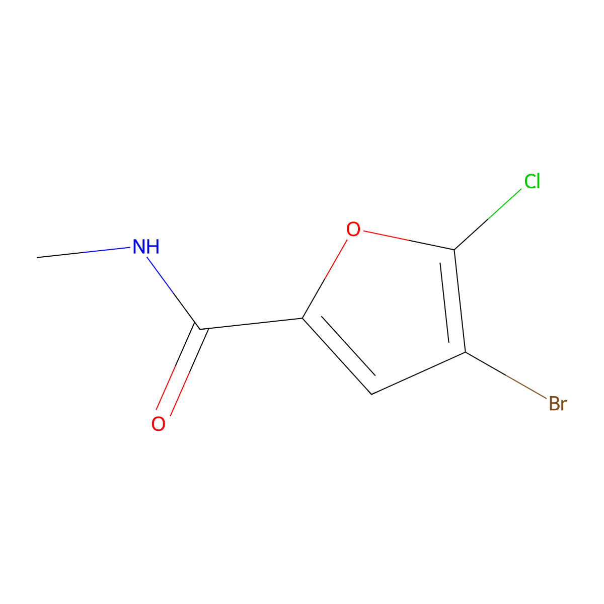 4-Bromo-5-chloro-N-methylfuran-2-carboxamide molecular structure, CAS 1427021-10-0