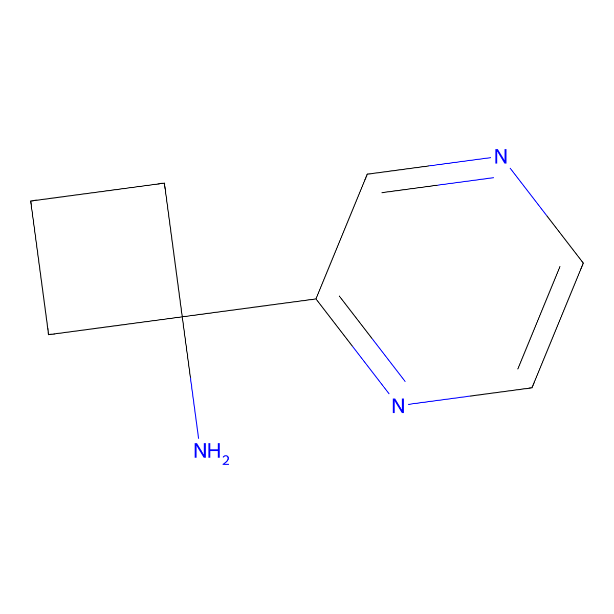 1-(Pyrazin-2-yl)cyclobutan-1-amine molecular structure, CAS 1427021-40-6