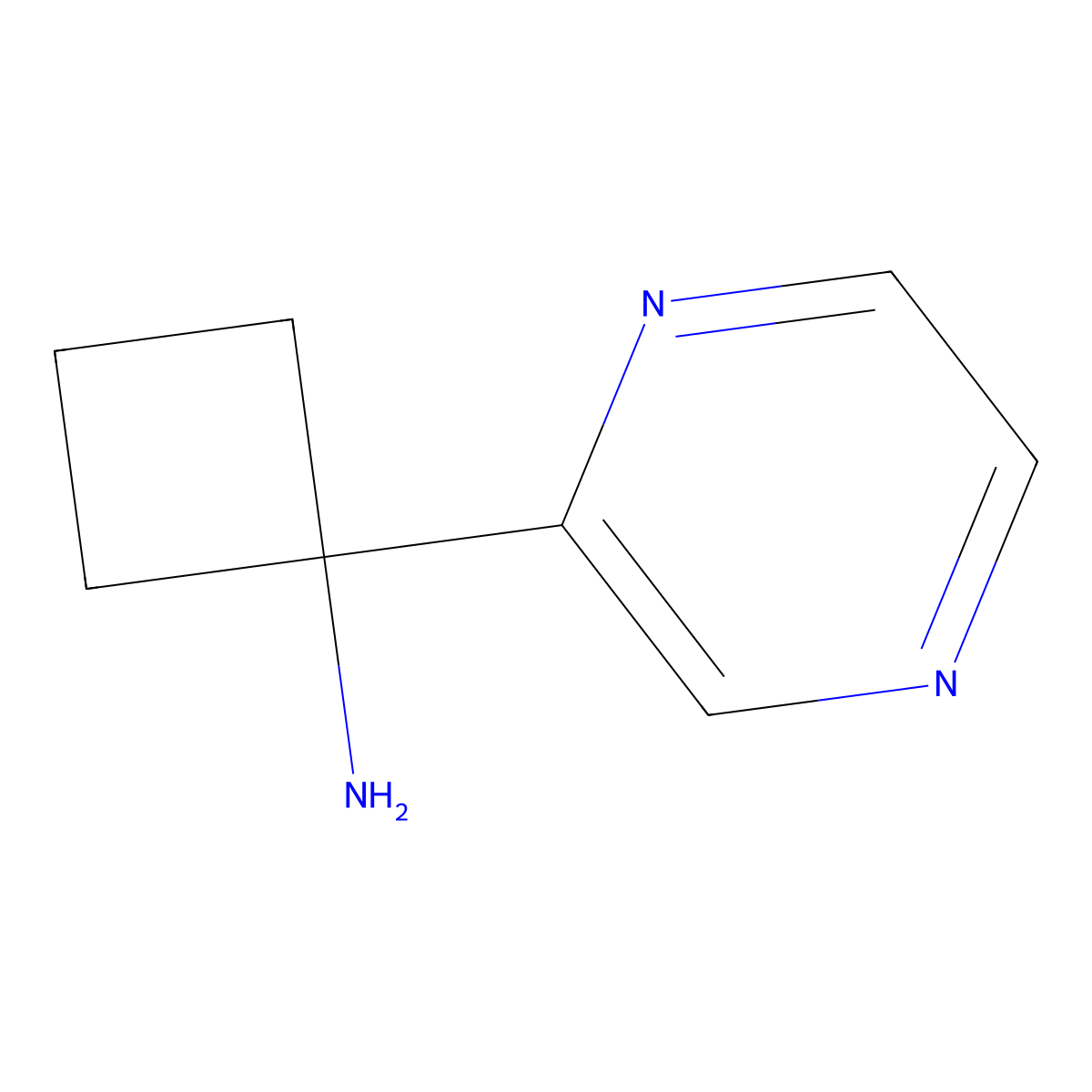 1-(Pyrazin-2-yl)cyclobutan-1-amine molecular structure, CAS 1427021-40-6