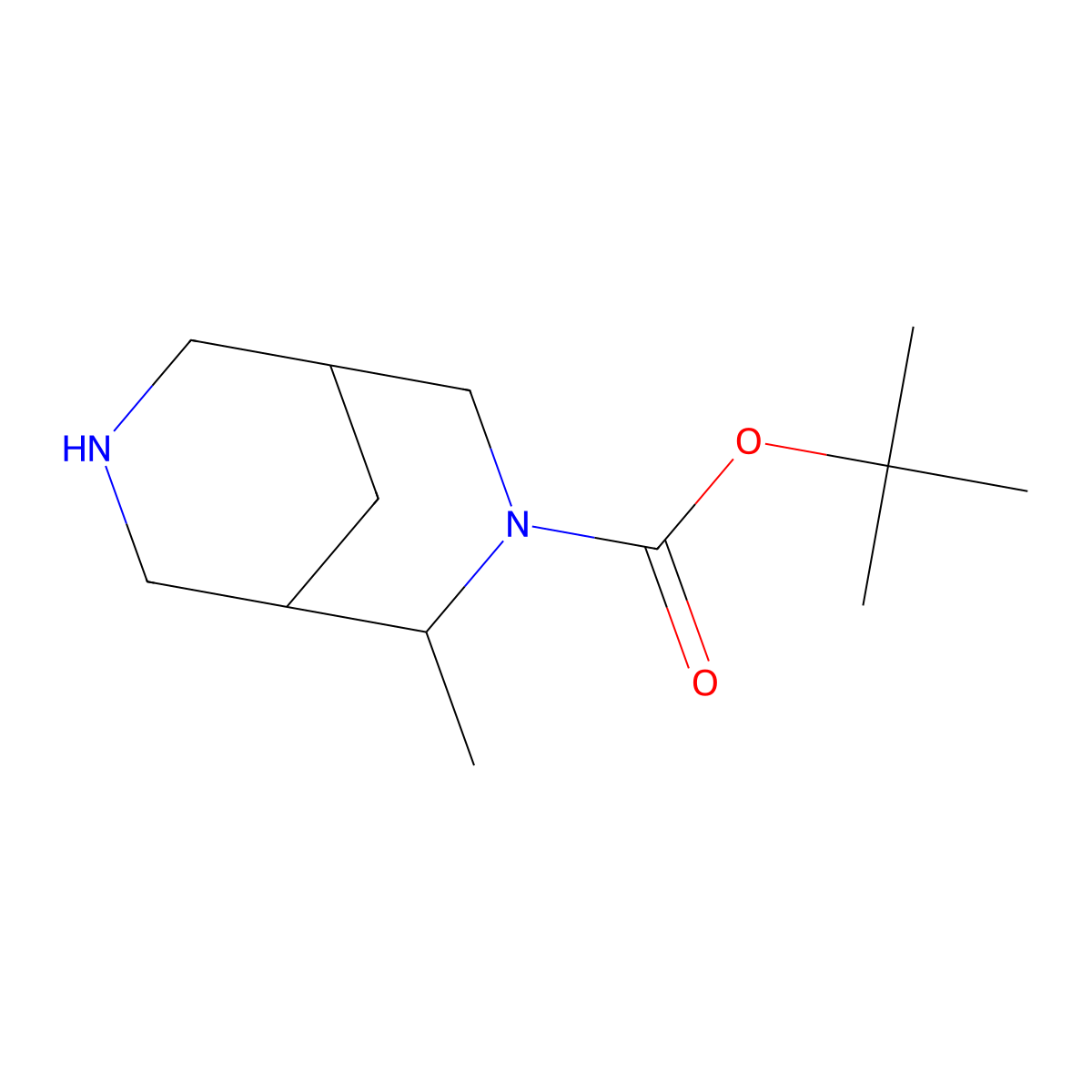 Tert-butyl 2-methyl-3,7-diazabicyclo[3.3.1]nonane-3-carboxylate molecular structure, CAS 1427021-80-4