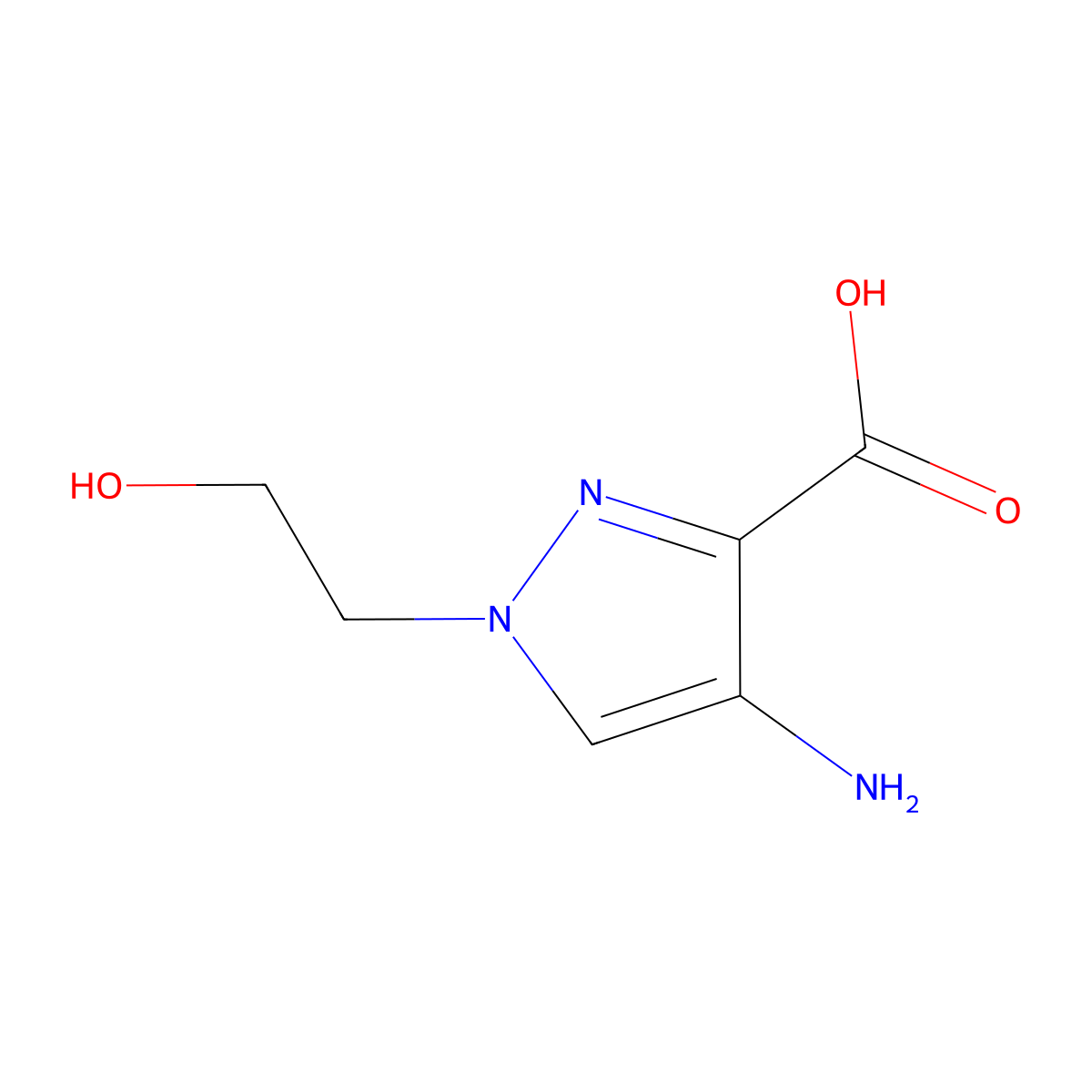 4-amino-1-(2-hydroxyethyl)-1H-pyrazole-3-carboxylic acid molecular structure, CAS 1427022-02-3