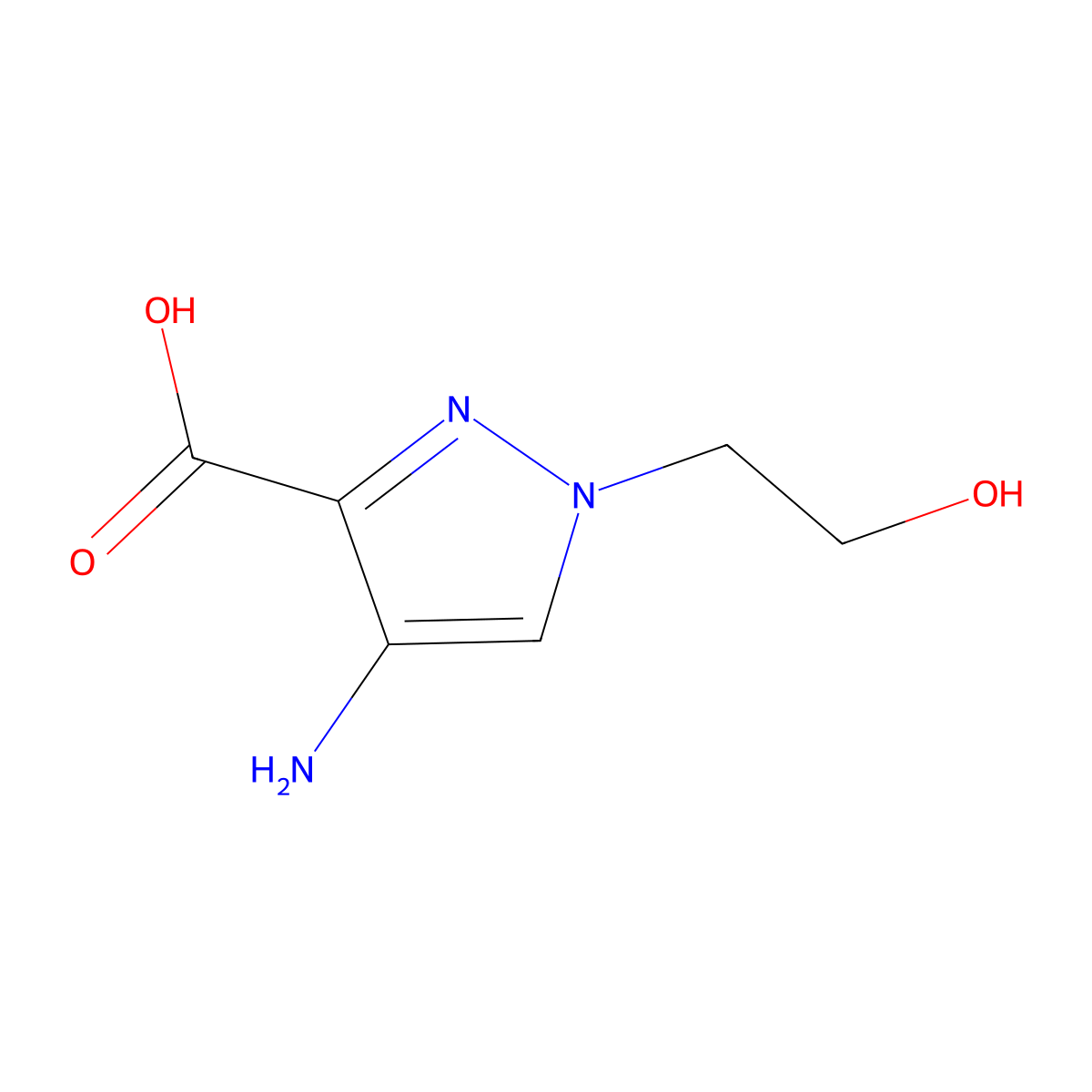 4-amino-1-(2-hydroxyethyl)-1H-pyrazole-3-carboxylic acid molecular structure, CAS 1427022-02-3