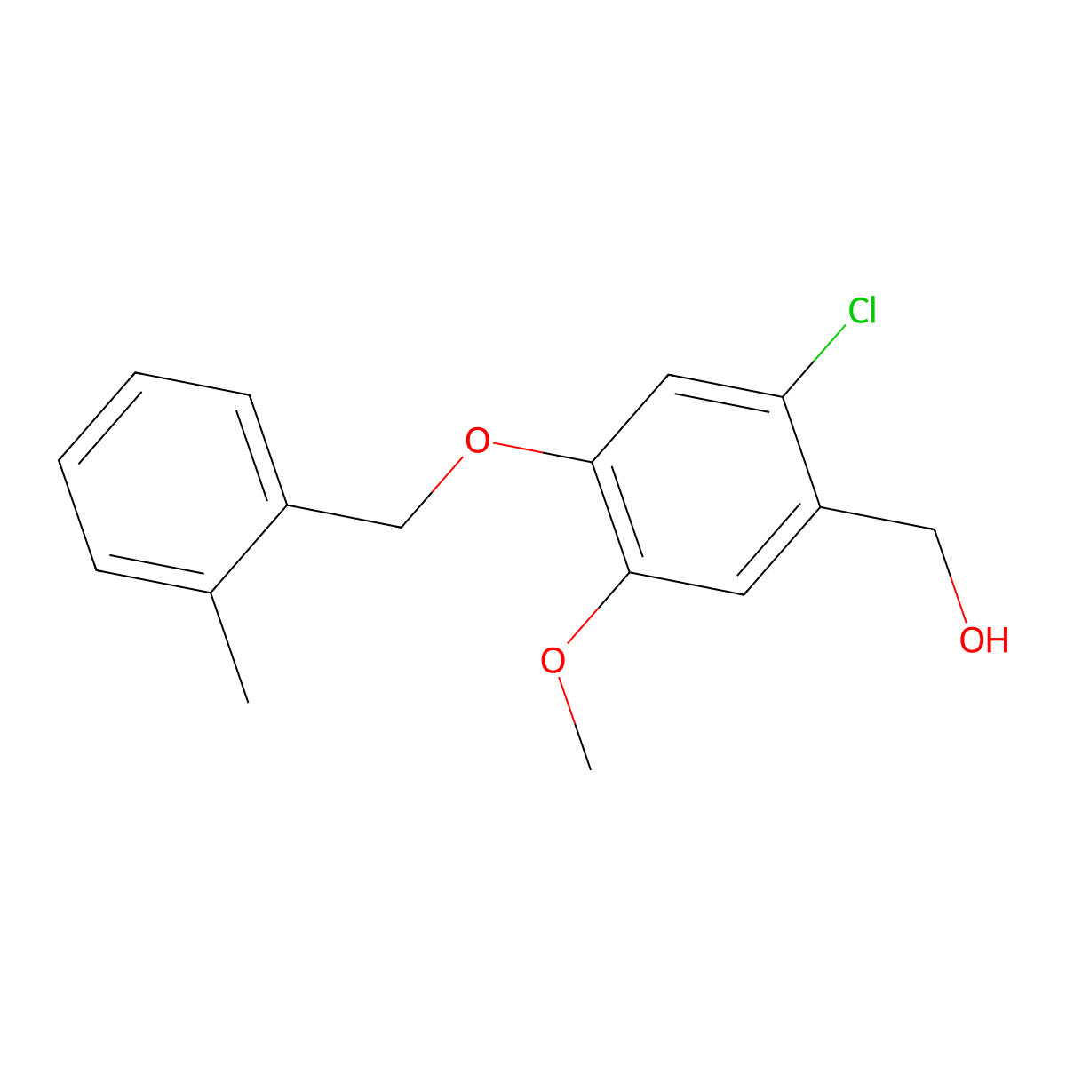 (2-Chloro-5-methoxy-4-((2-methylbenzyl)oxy)phenyl)methanol molecular structure, CAS 1427022-64-7