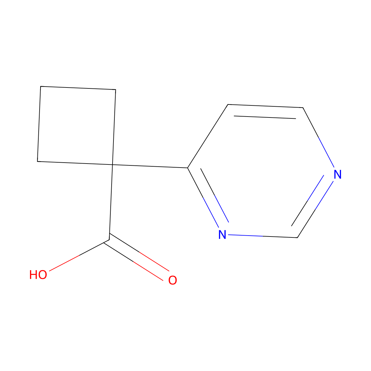 1-(Pyrimidin-4-yl)cyclobutane-1-carboxylic acid molecular structure, CAS 1427023-36-6