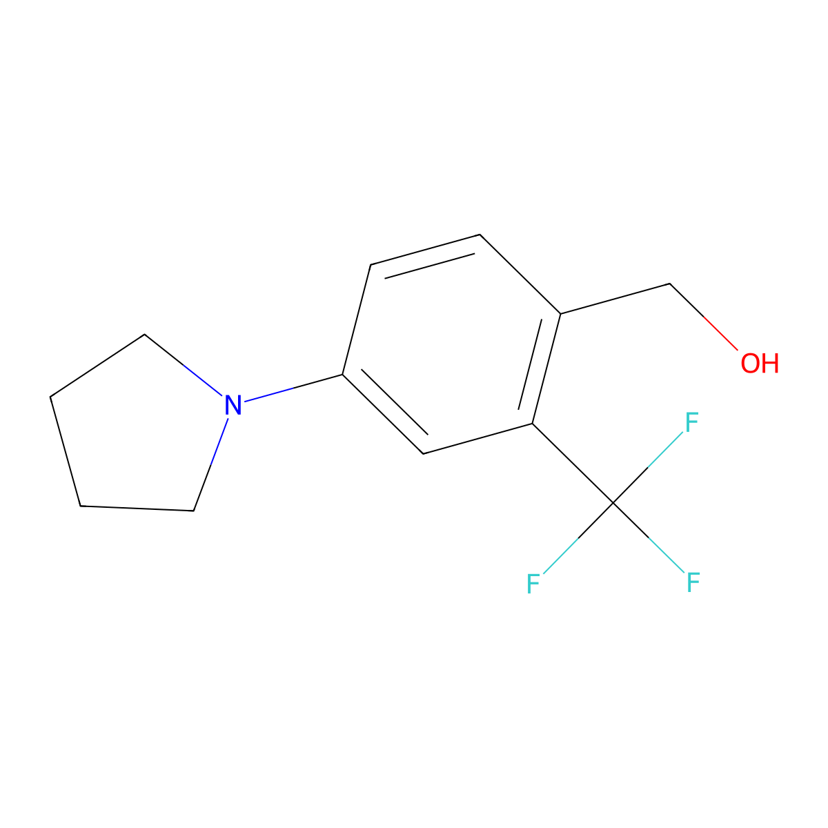 (4-(Pyrrolidin-1-yl)-2-(trifluoromethyl)phenyl)methanol molecular structure, CAS 1427023-56-0