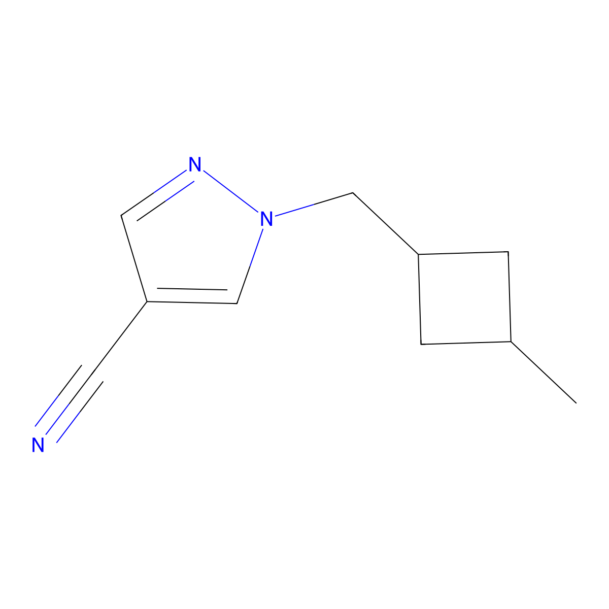 1-((3-Methylcyclobutyl)methyl)-1H-pyrazole-4-carbonitrile molecular structure, CAS 1427023-84-4