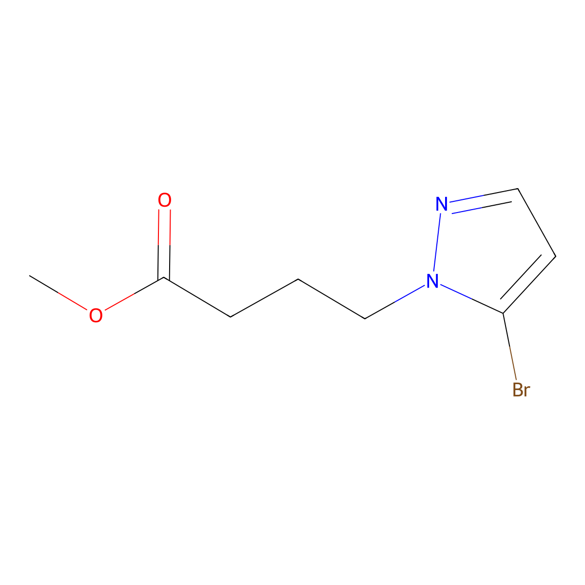 Methyl 4-(5-bromo-1H-pyrazol-1-yl)butanoate molecular structure, CAS 1427024-20-1