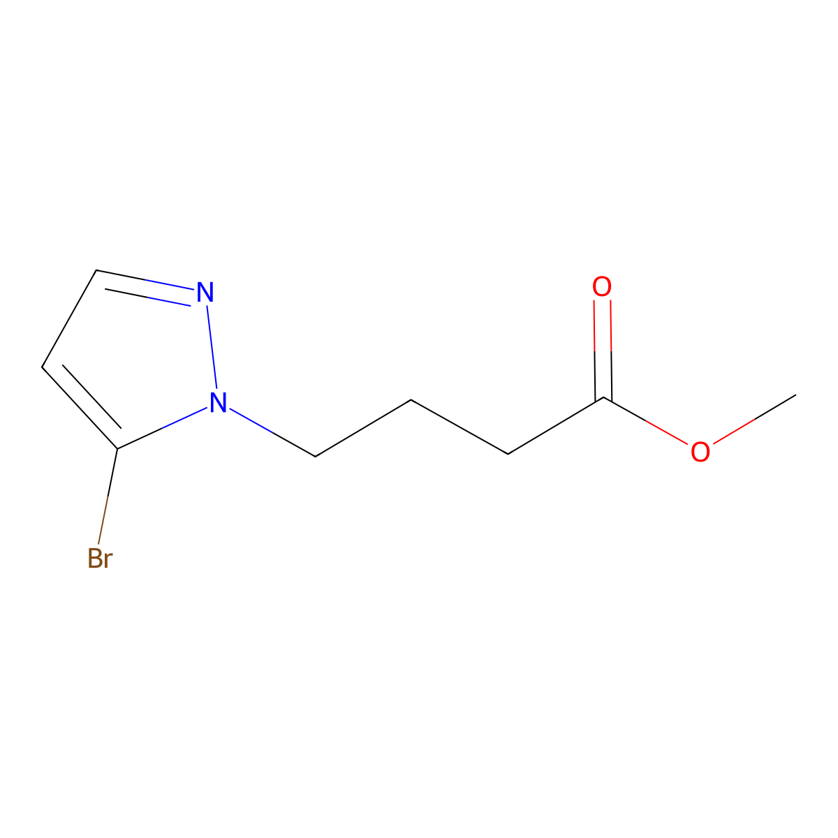 Methyl 4-(5-bromo-1H-pyrazol-1-yl)butanoate molecular structure, CAS 1427024-20-1