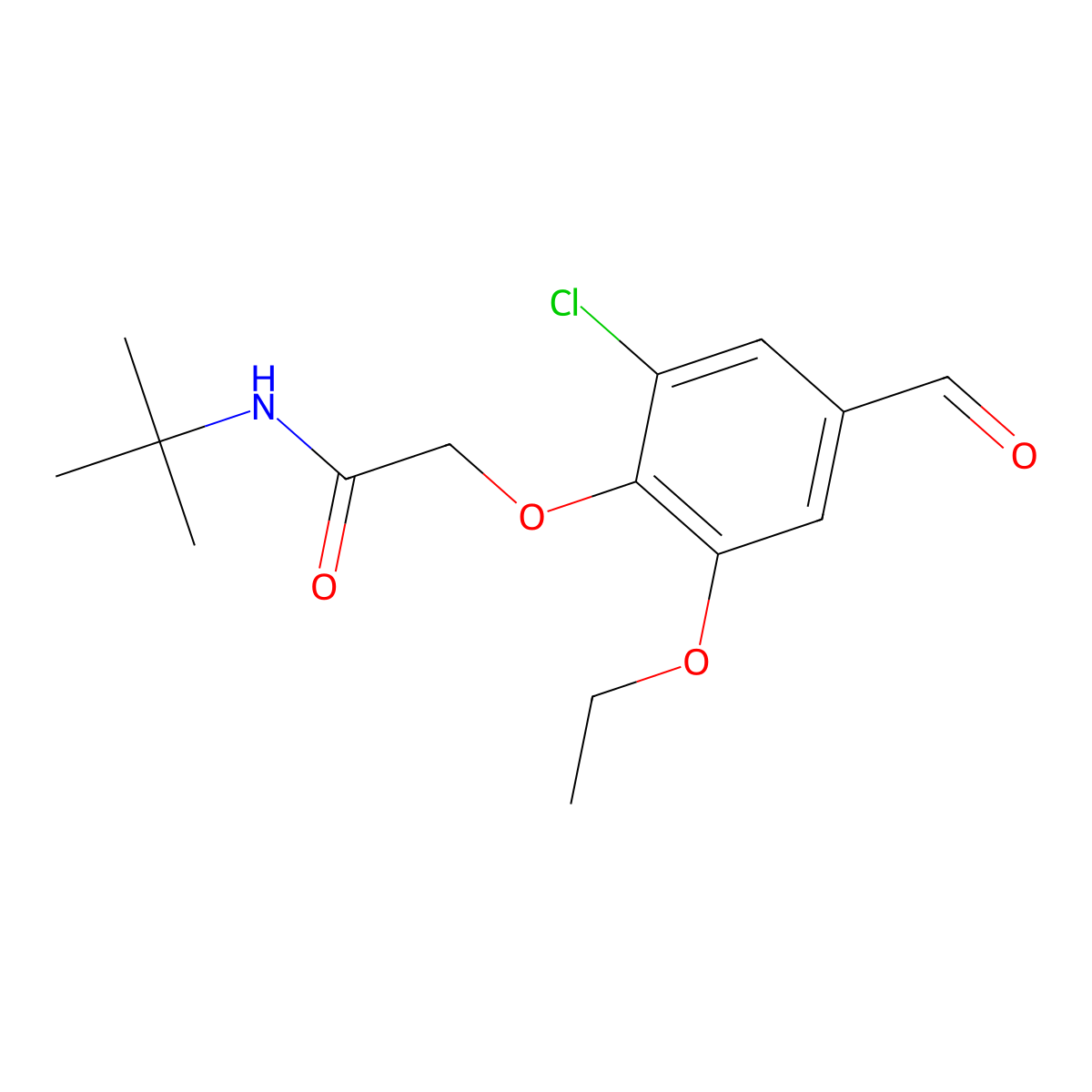 N-(tert-Butyl)-2-(2-chloro-6-ethoxy-4-formylphenoxy)acetamide molecular structure, CAS 1427024-96-1