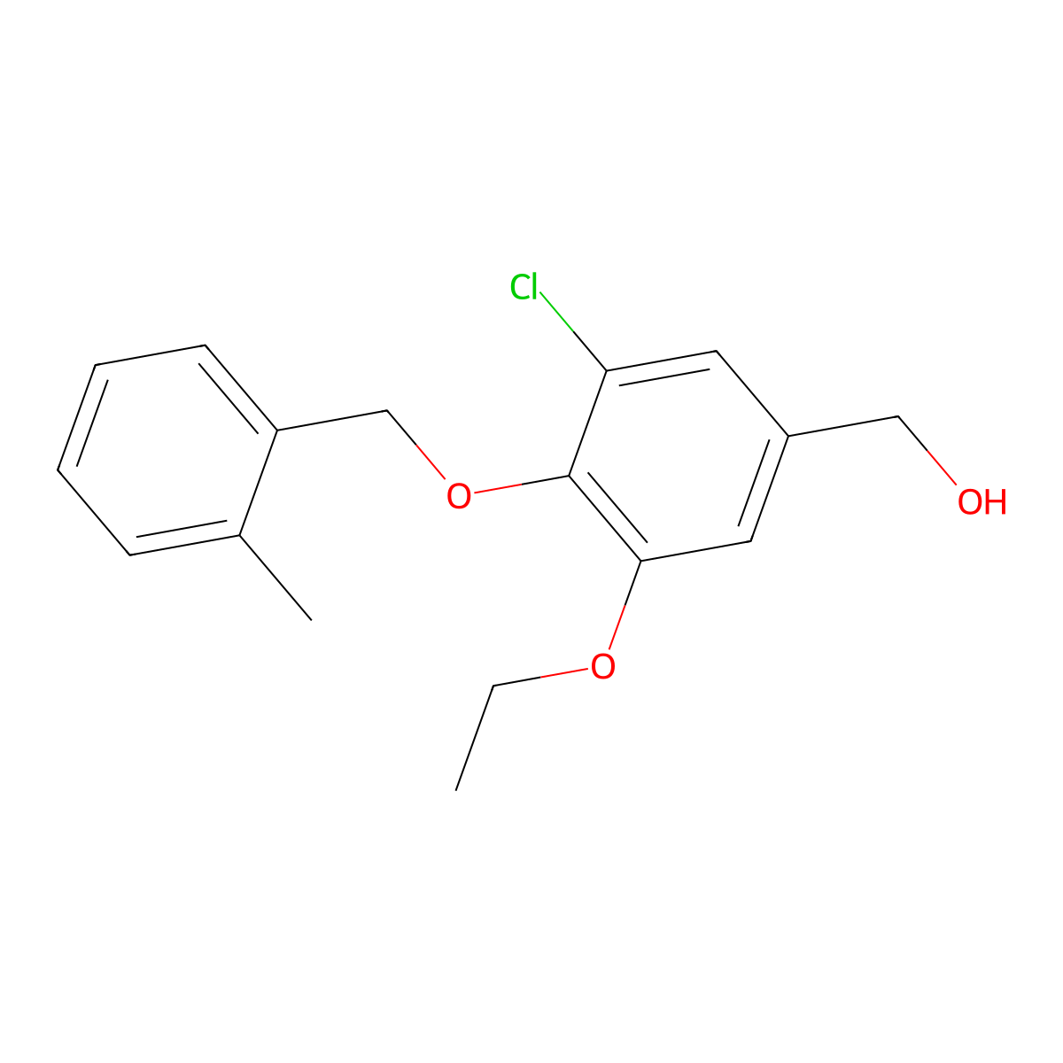 3-Chloro-5-ethoxy-4-[(2-methylphenyl)methoxy]benzenemethanol molecular structure, CAS 1427027-11-9