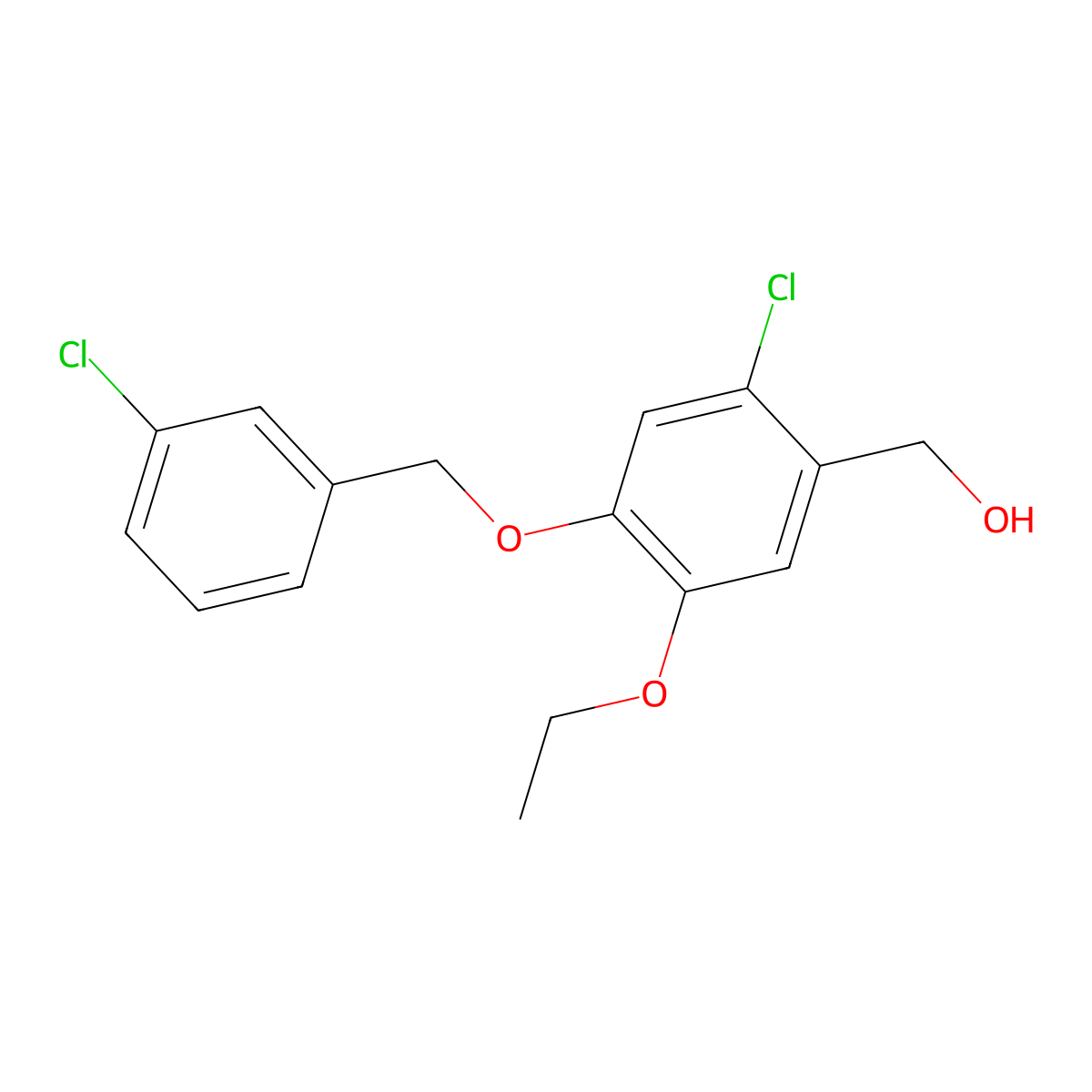 [2-Chloro-4-(3-chloro-benzyloxy)-5-ethoxy-phenyl]-methanol molecular structure, CAS 1427027-17-5