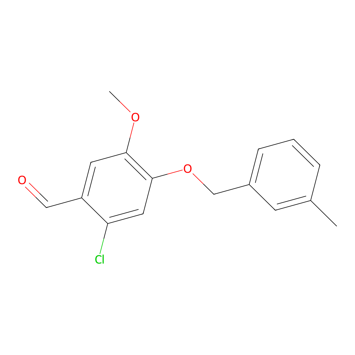 2-Chloro-5-methoxy-4-((3-methylbenzyl)oxy)benzaldehyde molecular structure, CAS 1427027-69-7