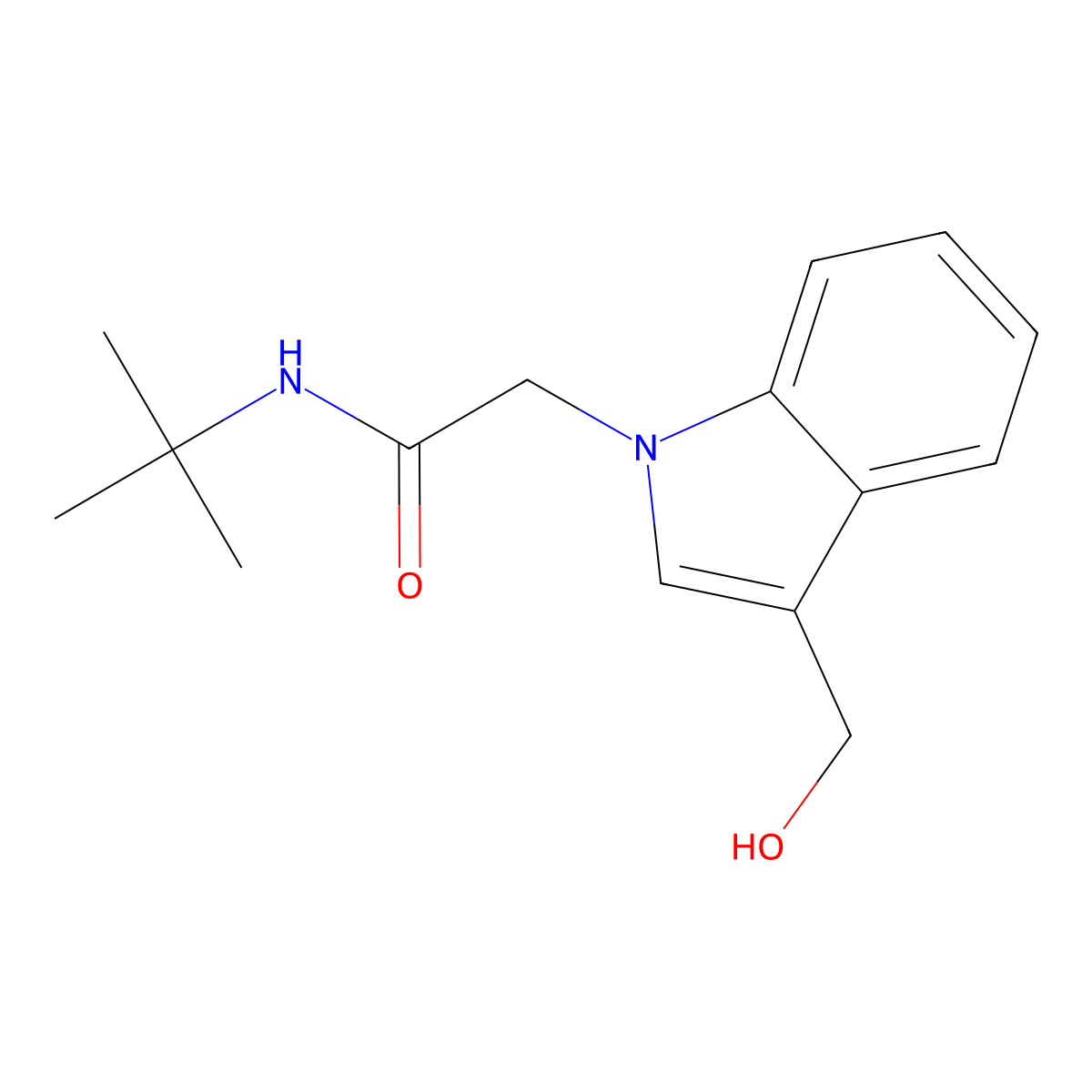 N-(tert-Butyl)-2-(3-(hydroxymethyl)-1H-indol-1-yl)acetamide molecular structure, CAS 1427027-77-7