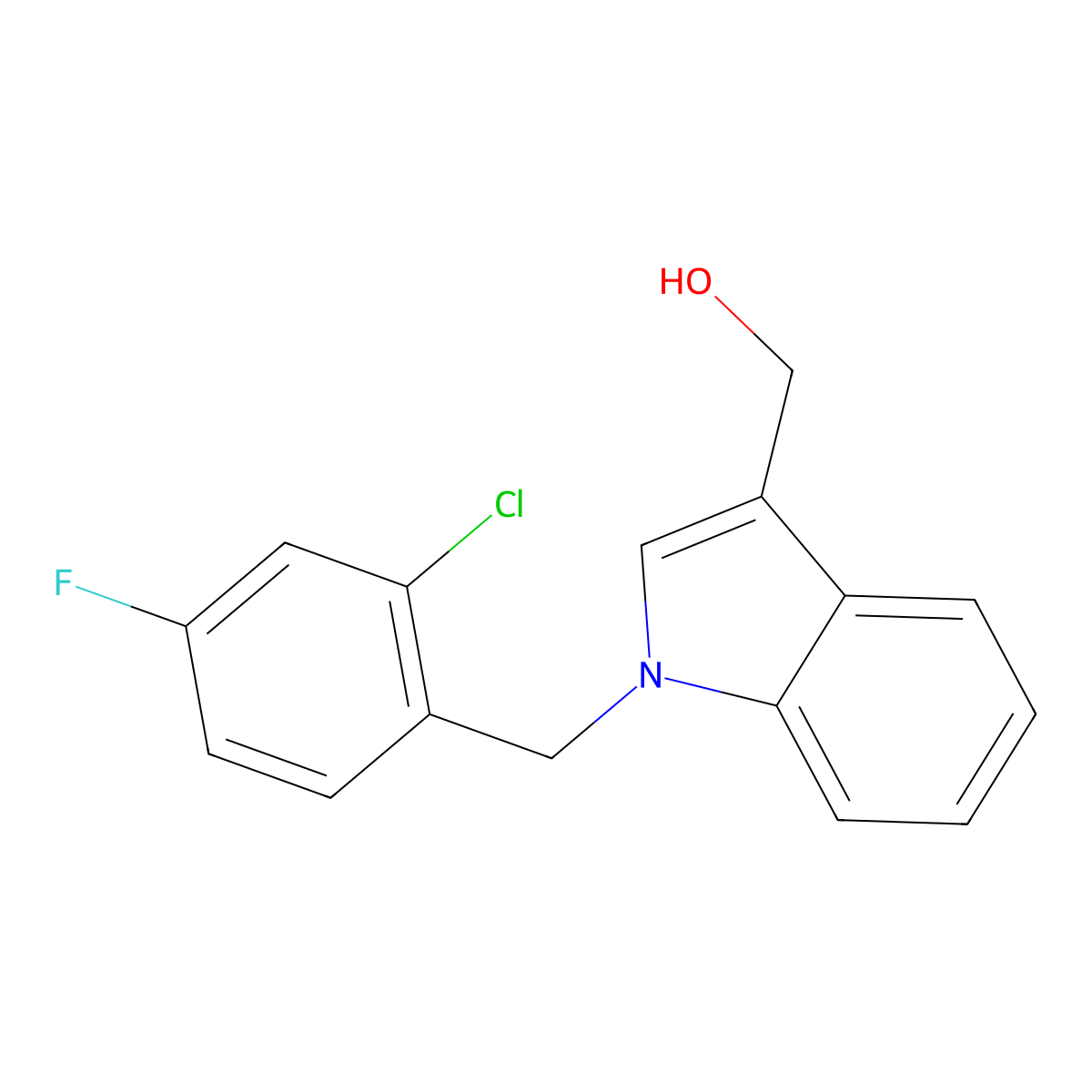 [1-(2-chloro-4-fluorobenzyl)-1H-indol-3-yl]methanol molecular structure, CAS 1427028-24-7