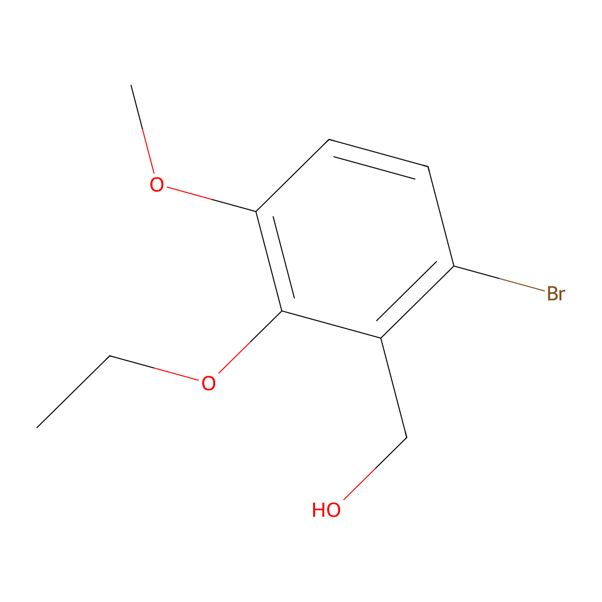 (6-Bromo-2-ethoxy-3-methoxyphenyl)methanol molecular structure, CAS 1427028-39-4