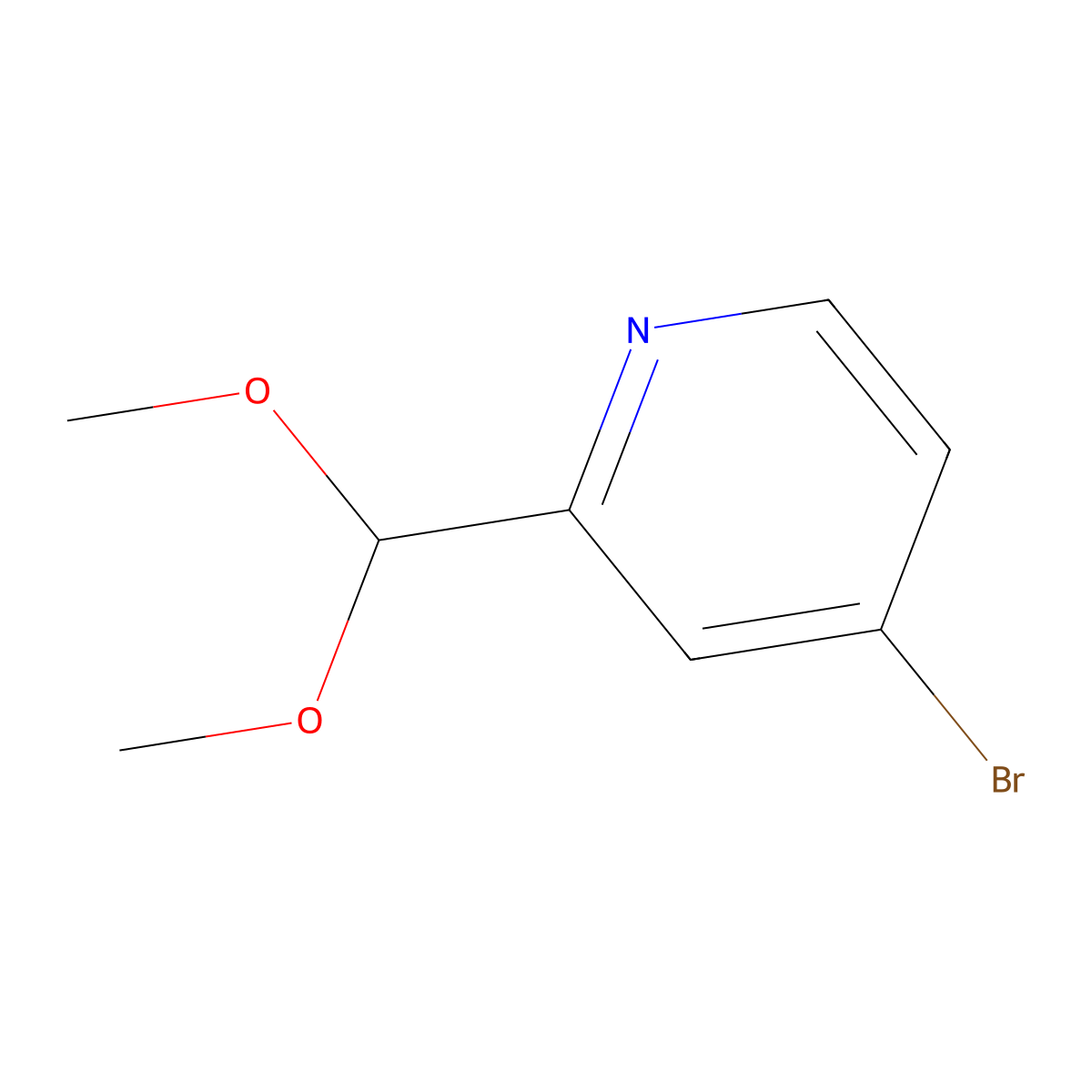 4-Bromo-2-(dimethoxymethyl)pyridine molecular structure, CAS 1427028-80-5