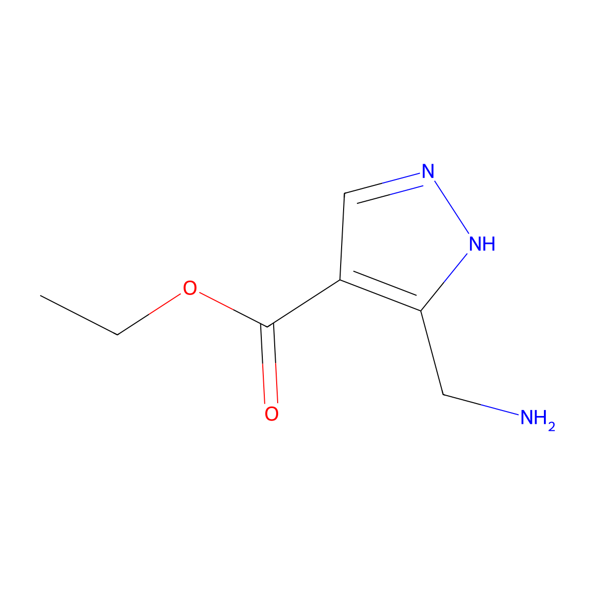 ethyl 5-(aminomethyl)-1H-pyrazole-4-carboxylate molecular structure, CAS 1427040-80-9