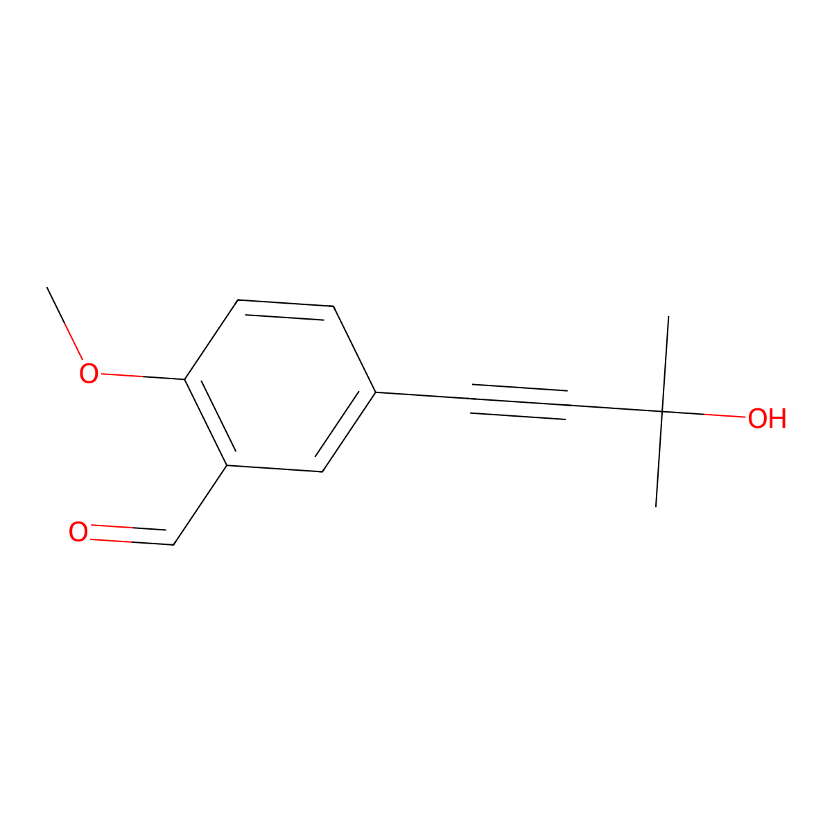 5-(3-Hydroxy-3-methylbut-1-yn-1-yl)-2-methoxybenzaldehyde molecular structure, CAS 142706-51-2