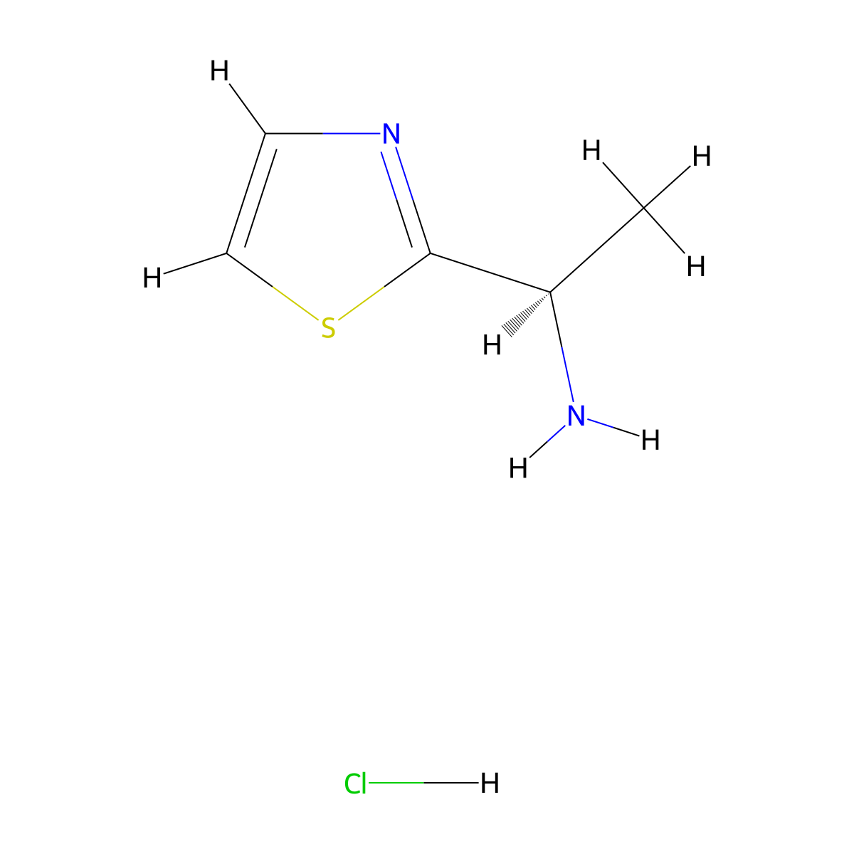 (R)-1-(thiazol-2-yl)ethanamine hydrochloride molecular structure, CAS 1427063-33-9