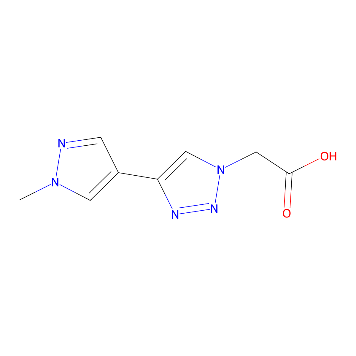 2-[4-(1-methyl-1H-pyrazol-4-yl)-1H-1,2,3-triazol-1-yl]acetic acid molecular structure, CAS 1427069-88-2