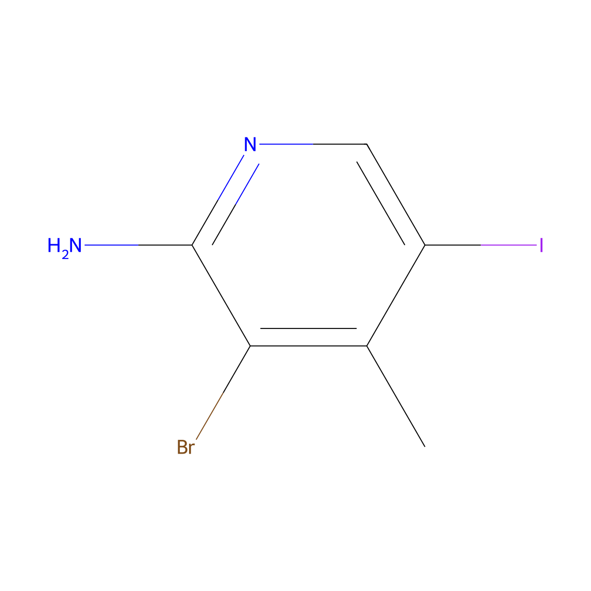 3-Bromo-5-iodo-4-methylpyridin-2-amine molecular structure, CAS 1427079-80-8