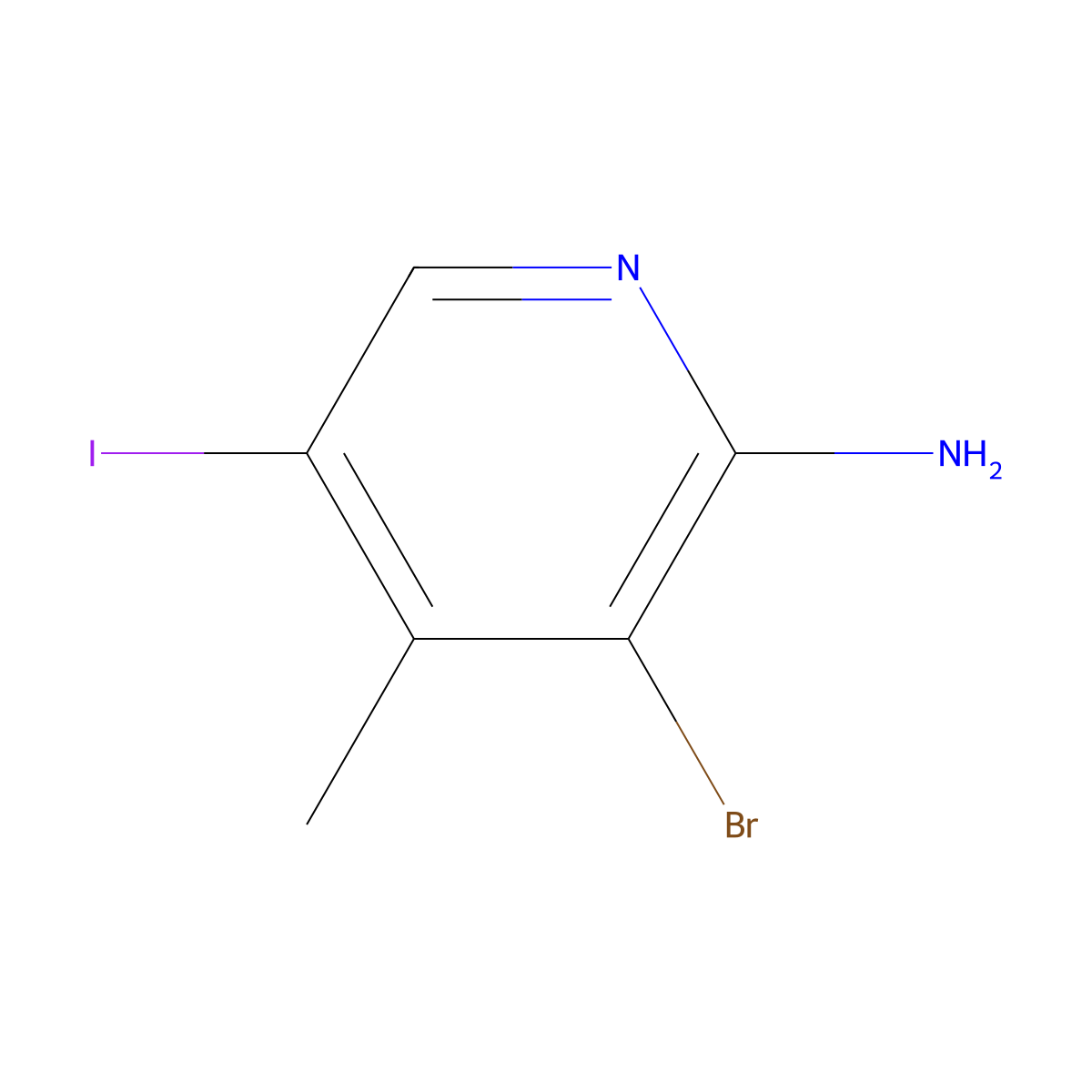 3-Bromo-5-iodo-4-methylpyridin-2-amine molecular structure, CAS 1427079-80-8