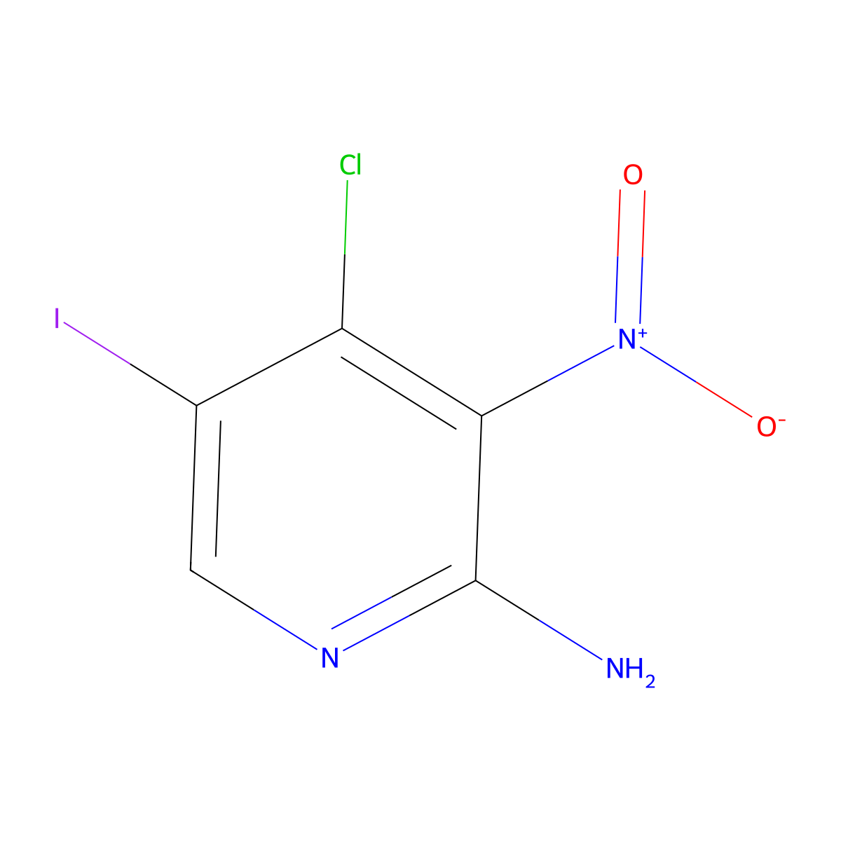 4-Chloro-5-iodo-3-nitropyridin-2-amine molecular structure, CAS 1427079-82-0