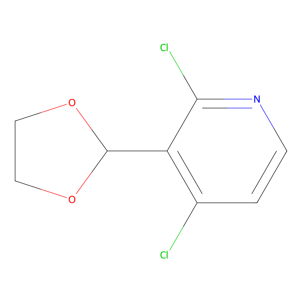 2,4-Dichloro-3-(1,3-dioxolan-2-yl)pyridine molecular structure, CAS 1427080-99-6