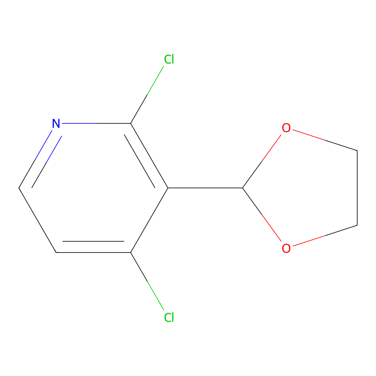2,4-Dichloro-3-(1,3-dioxolan-2-yl)pyridine molecular structure, CAS 1427080-99-6