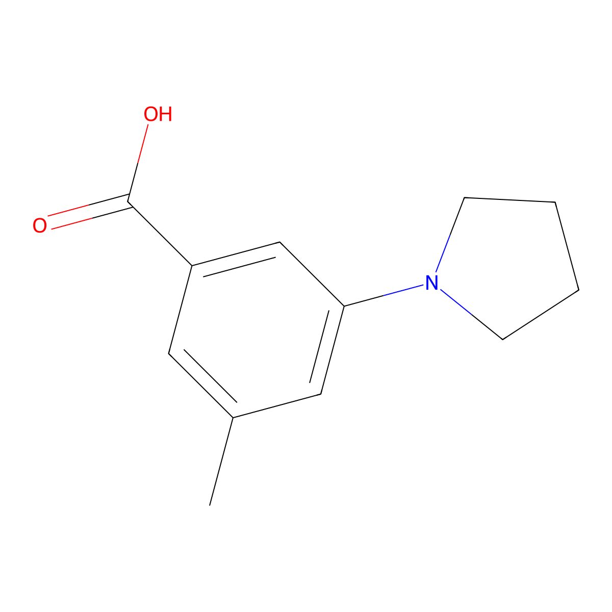 3-Methyl-5-(pyrrolidin-1-yl)benzoic acid molecular structure, CAS 1427081-44-4