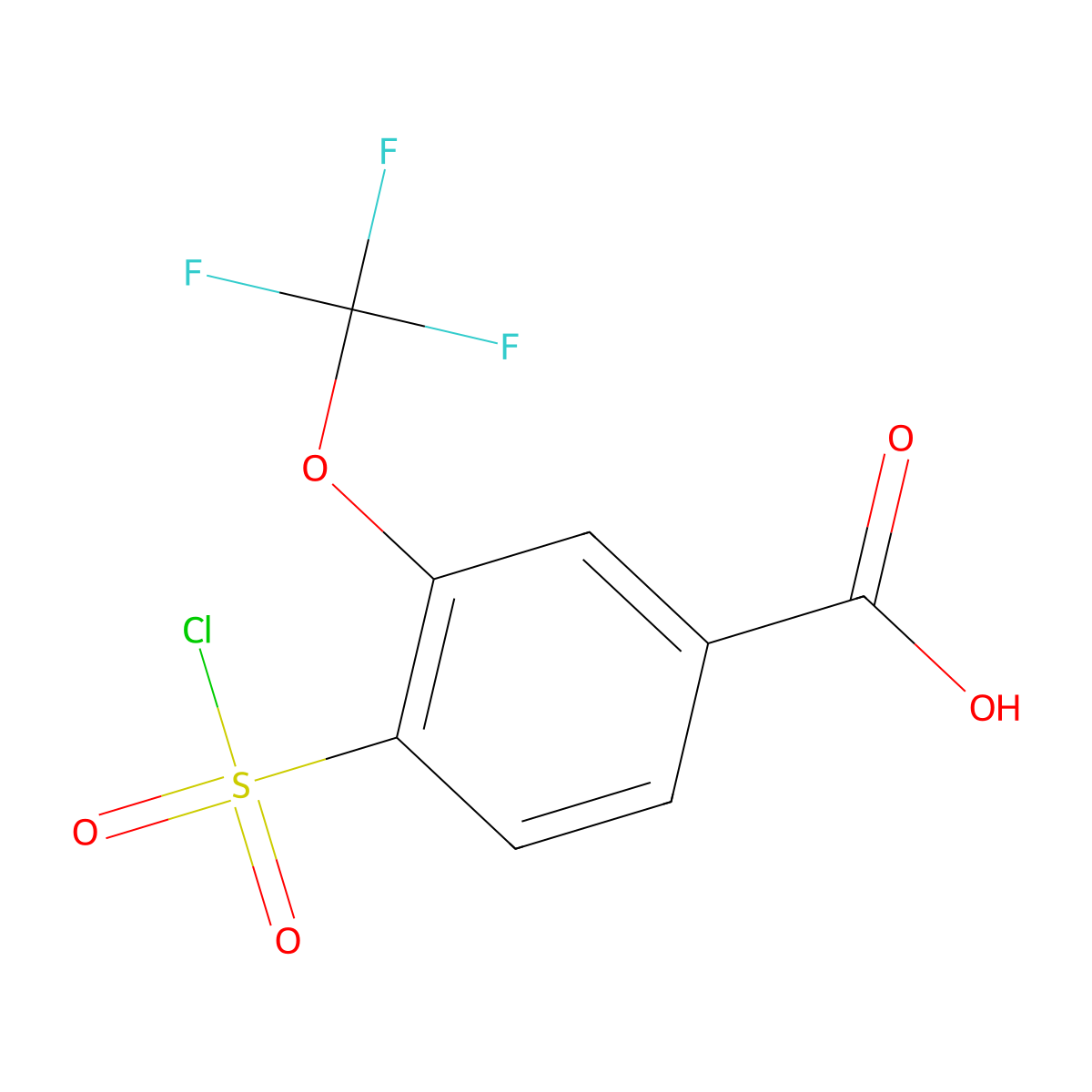 4-(Chlorosulfonyl)-3-(trifluoromethoxy)benzoic acid molecular structure, CAS 1427081-55-7